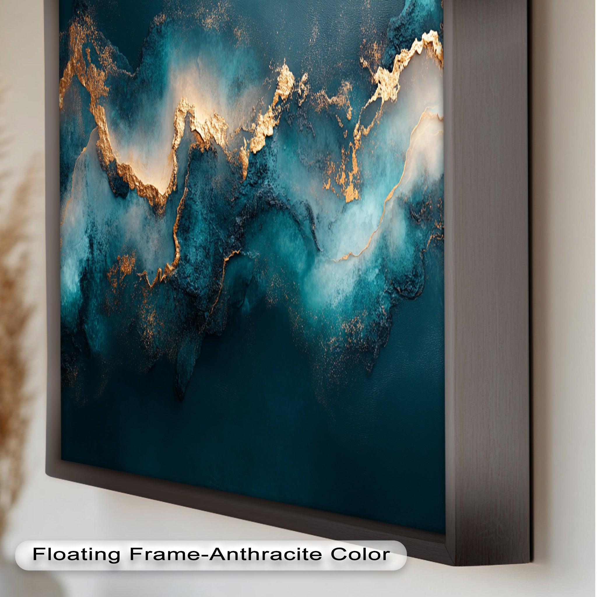 Abstract Blue and Gold Swirls Oil Painting - Modern Luxury Wall Art for Living Room, Bedroom & Office Decor