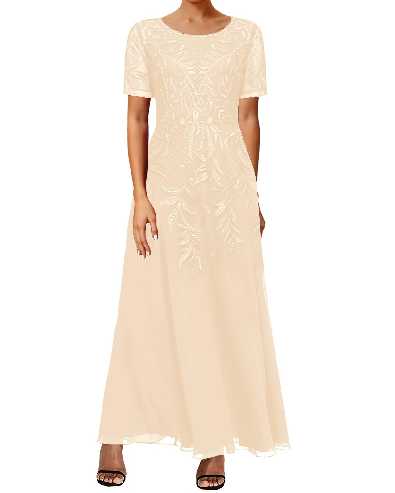 JAEDEN Elegant Mother of The Bride Lace Dress 2025 - Tea Length Chiffon Formal Evening Gown for Weddings, Parties & Special Occasions