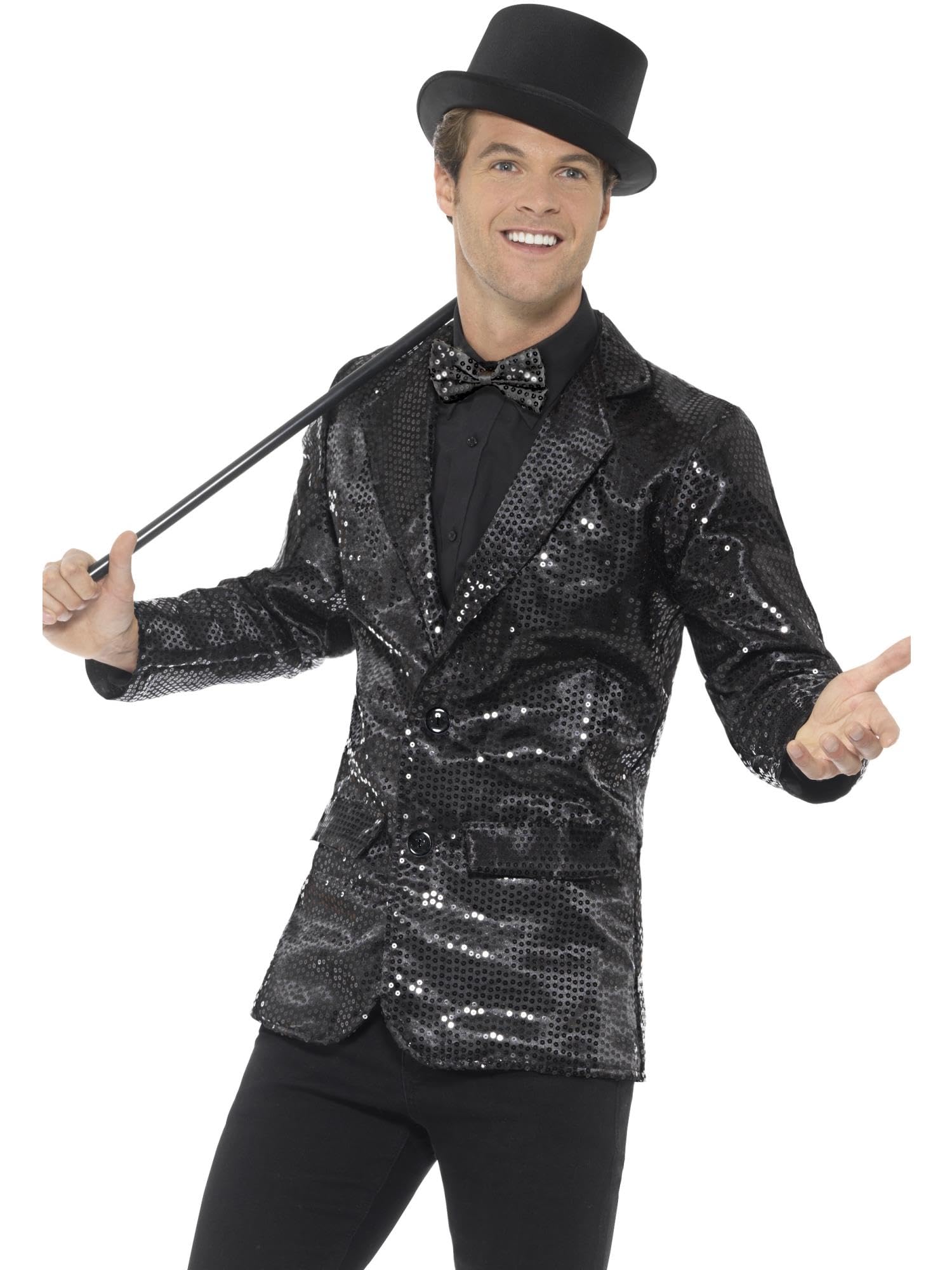 Smiffys Men's Sequin Jacket - Sparkly Party Blazer for Prom, Halloween & Stage Performances | Glamorous Disco Costume Jacket for Men
