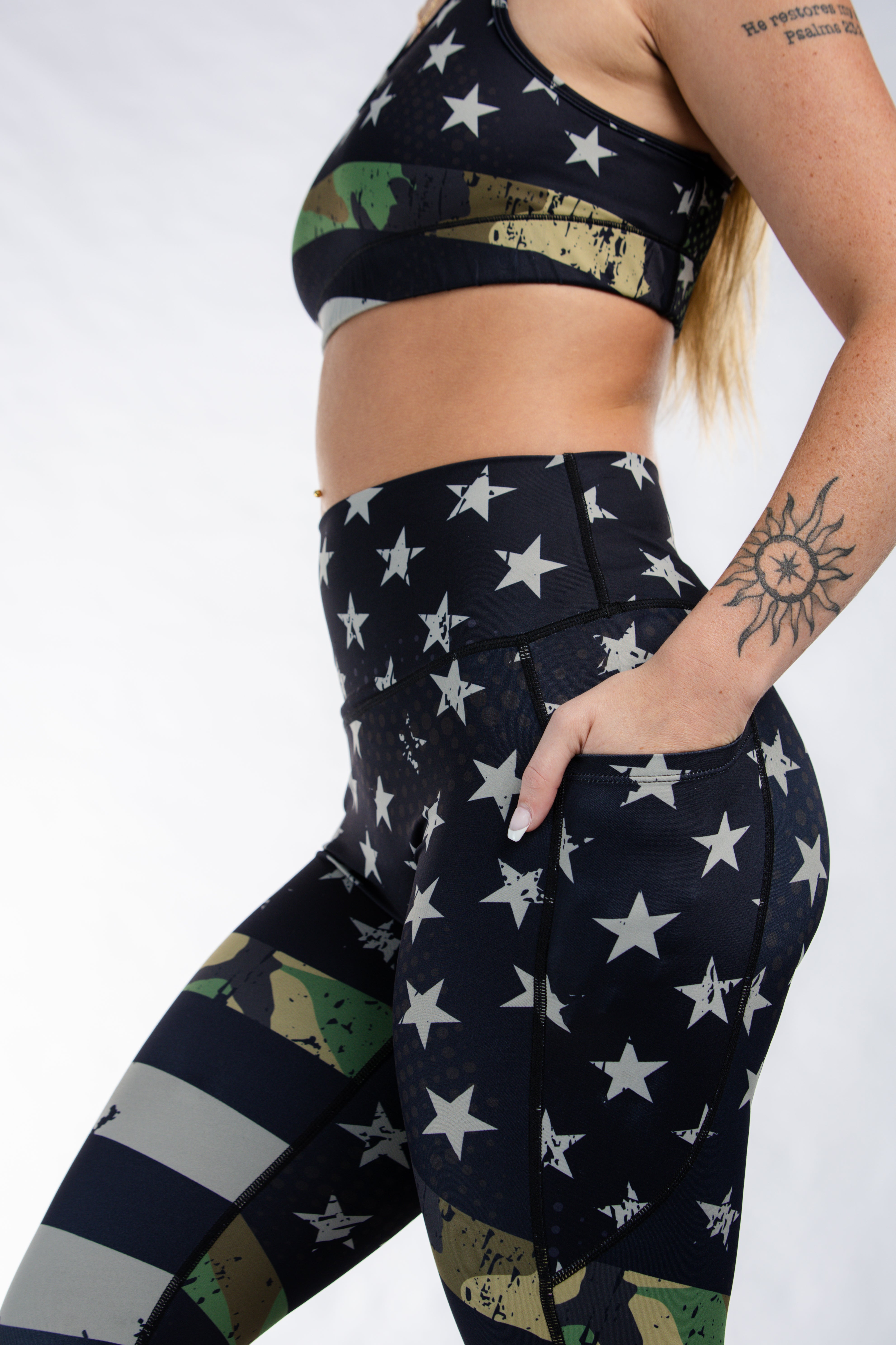 Empowered Camo Leggings for Women - High Waisted Yoga Pants with Pockets - Perfect for Workouts, Running & Casual Wear