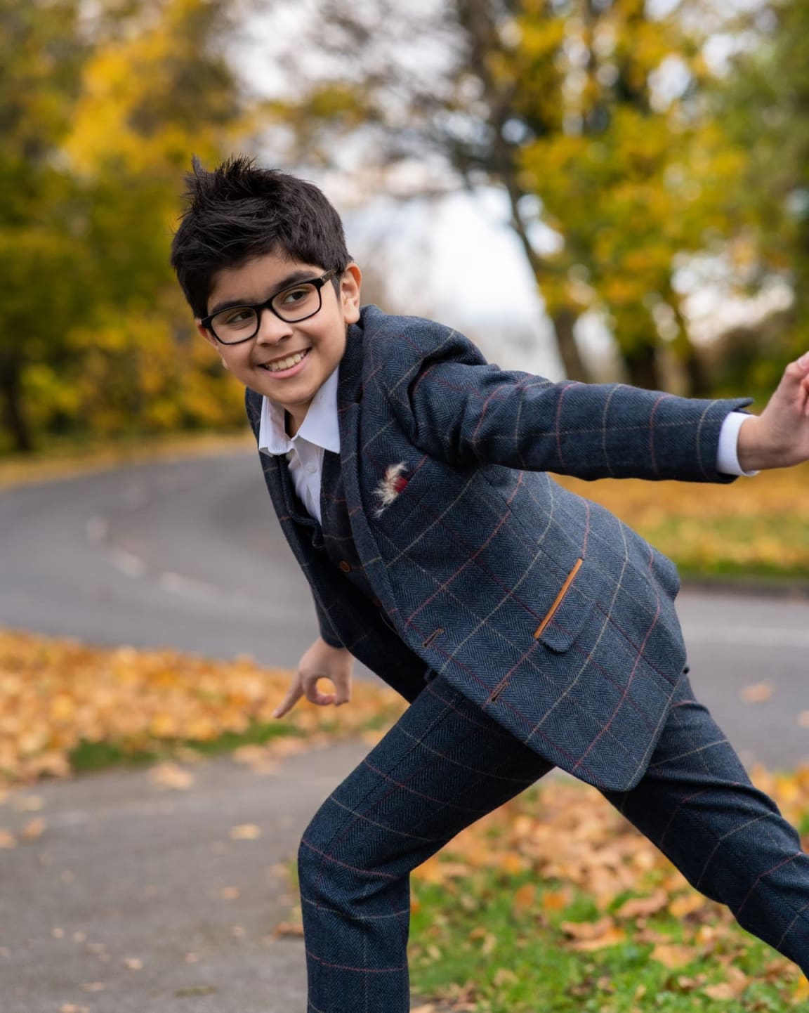 Marc Darcy Boys' Eton 3-Piece Navy Tweed Suit - Formal Wear for Weddings, School Events & Special Occasions