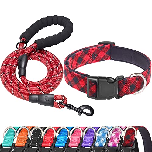 Red Plaid Collar+Leash