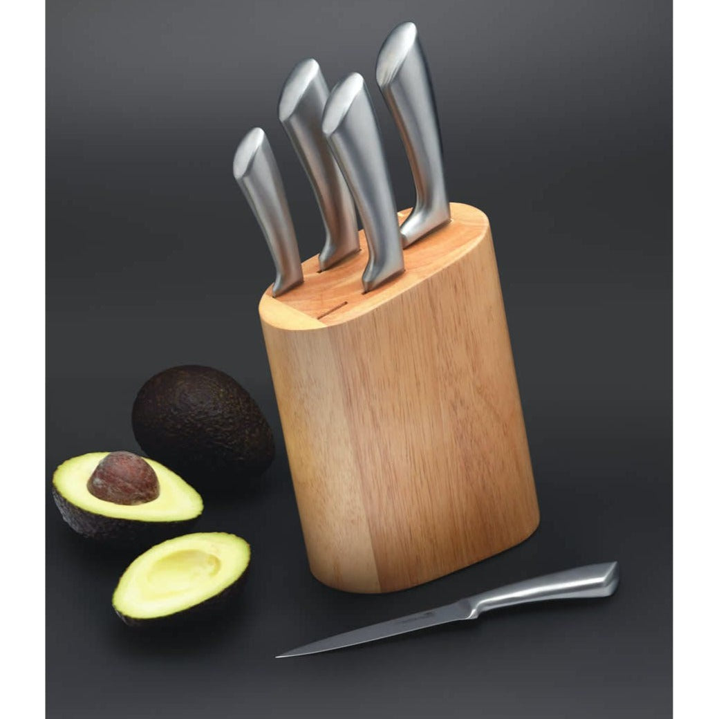 Premium 5-Piece Chef Knife Set with Acacia Wood Storage Block - Perfect for Home Cooking, Professional Kitchens & Gift Giving