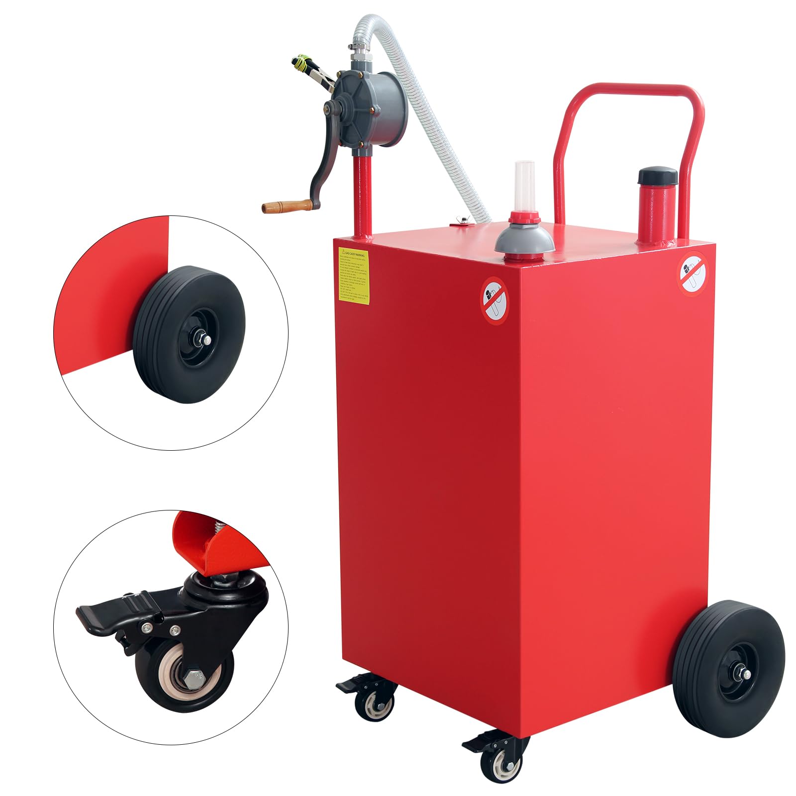 50 Gallon Portable Oil Transfer Tank - Heavy Duty Diesel Fuel Storage Container for Gas, Kerosene & Fluids - Ideal for Boat, ATV, Car, Motorcycle & Farm Use (Red) - Perfect for Emergency Fuel Storage & Off-Grid Applications