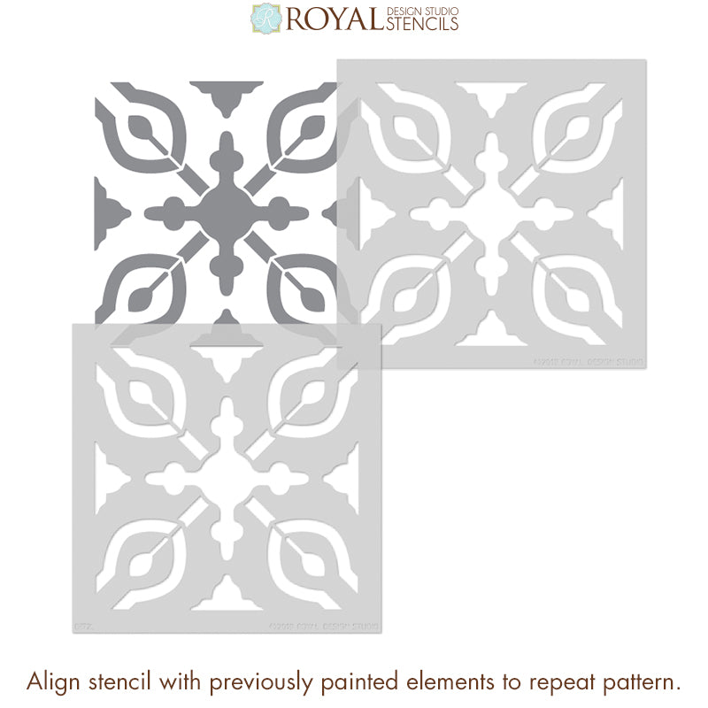 Petra Tile Stencil - Reusable DIY Floor & Wall Stencil for Creative Home Decor - Perfect for Bathroom, Kitchen Backsplash, and Patio Design