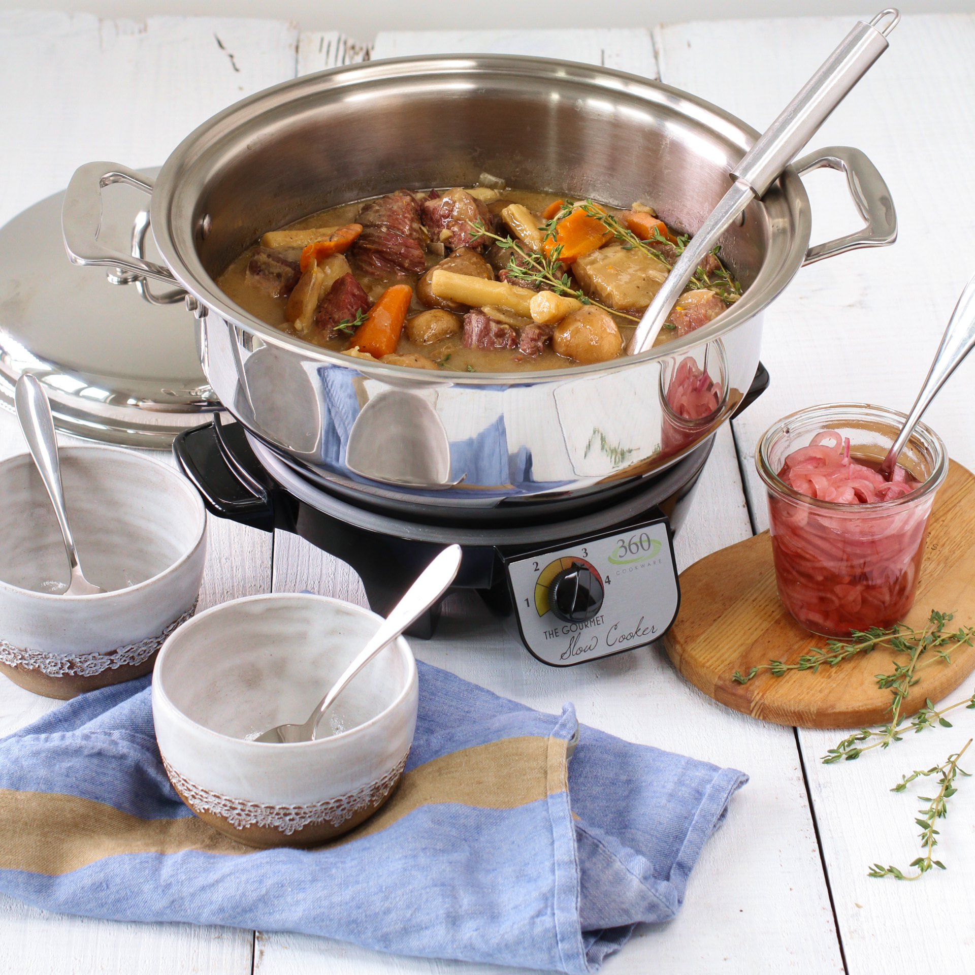 6 Quart Slow Cooker Set - Programmable Digital Crock Pot with Lid & Removable Stoneware - Perfect for Family Dinners, Meal Prep & Party Buffets
