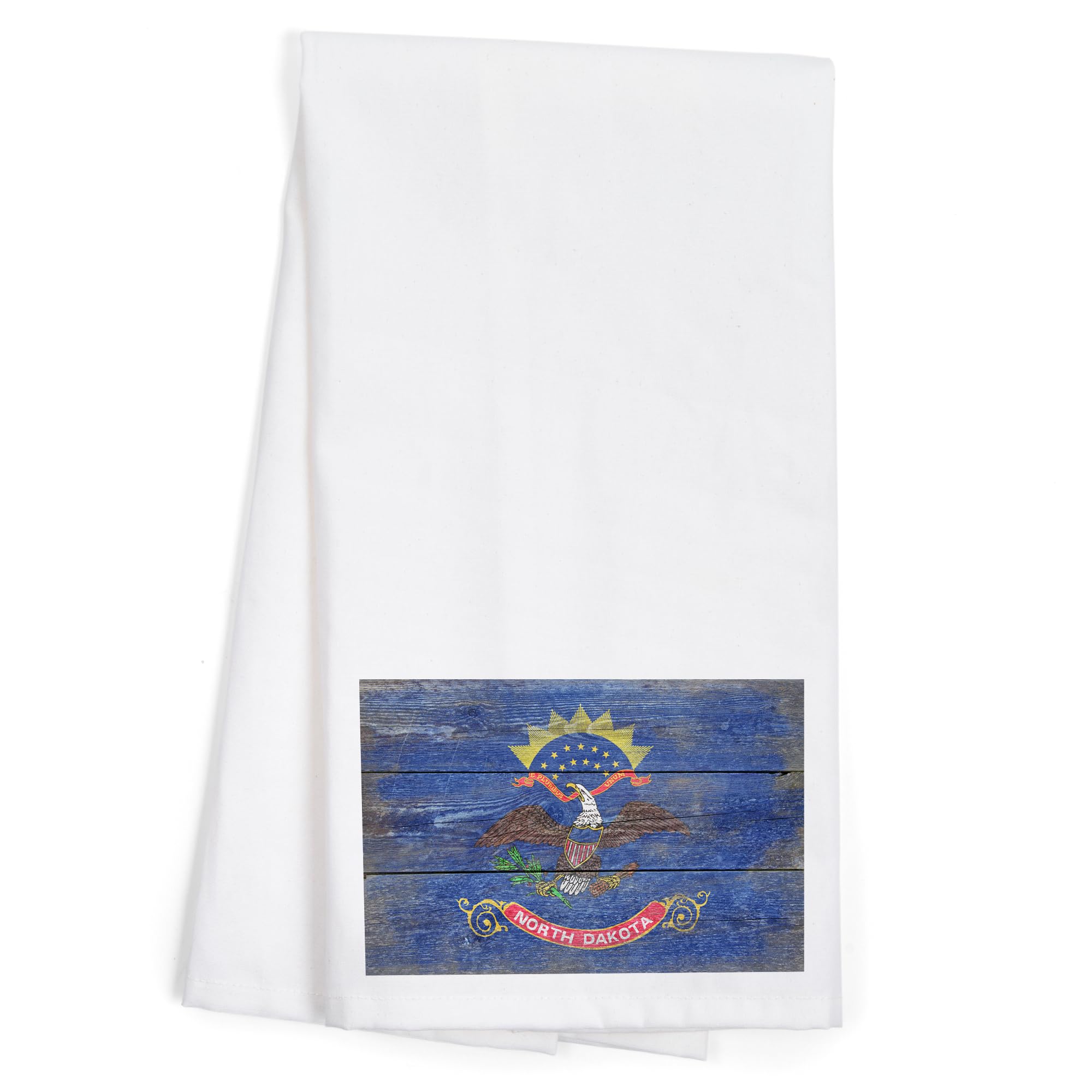 Rustic North Dakota State Flag Cotton Tea Towel - 100% Cotton Decorative Hand Towel for Kitchen & Home Decor | Perfect for Farmhouse Style, Gift Giving & American Pride Displays