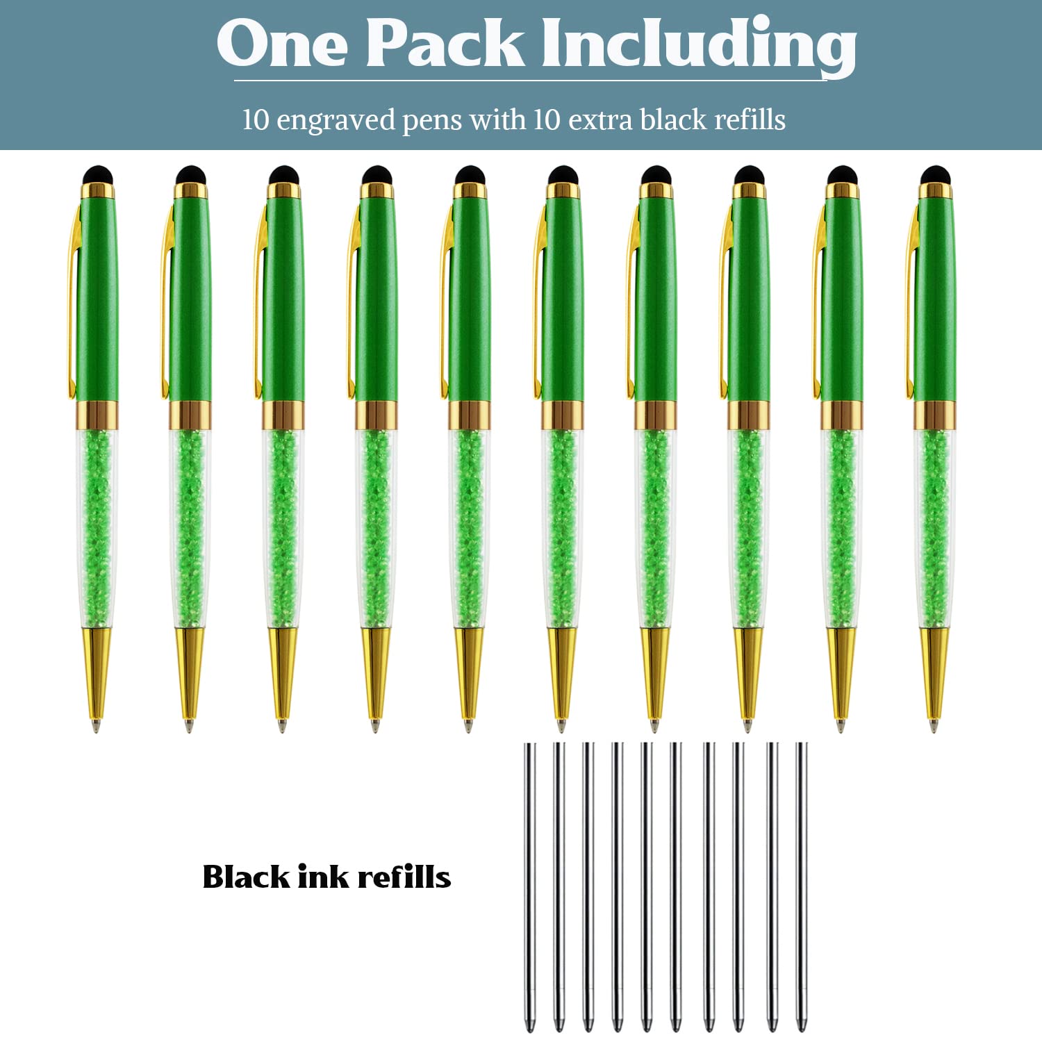 Custom Engraved Ballpoint Pens with Stylus Tip - Medium Point Smooth Writing Pens - Personalized with Name or Slogan - 10 Pack Gift Set for Men, Women, Students & Professionals - Perfect for Office, School, Meetings & Everyday Use