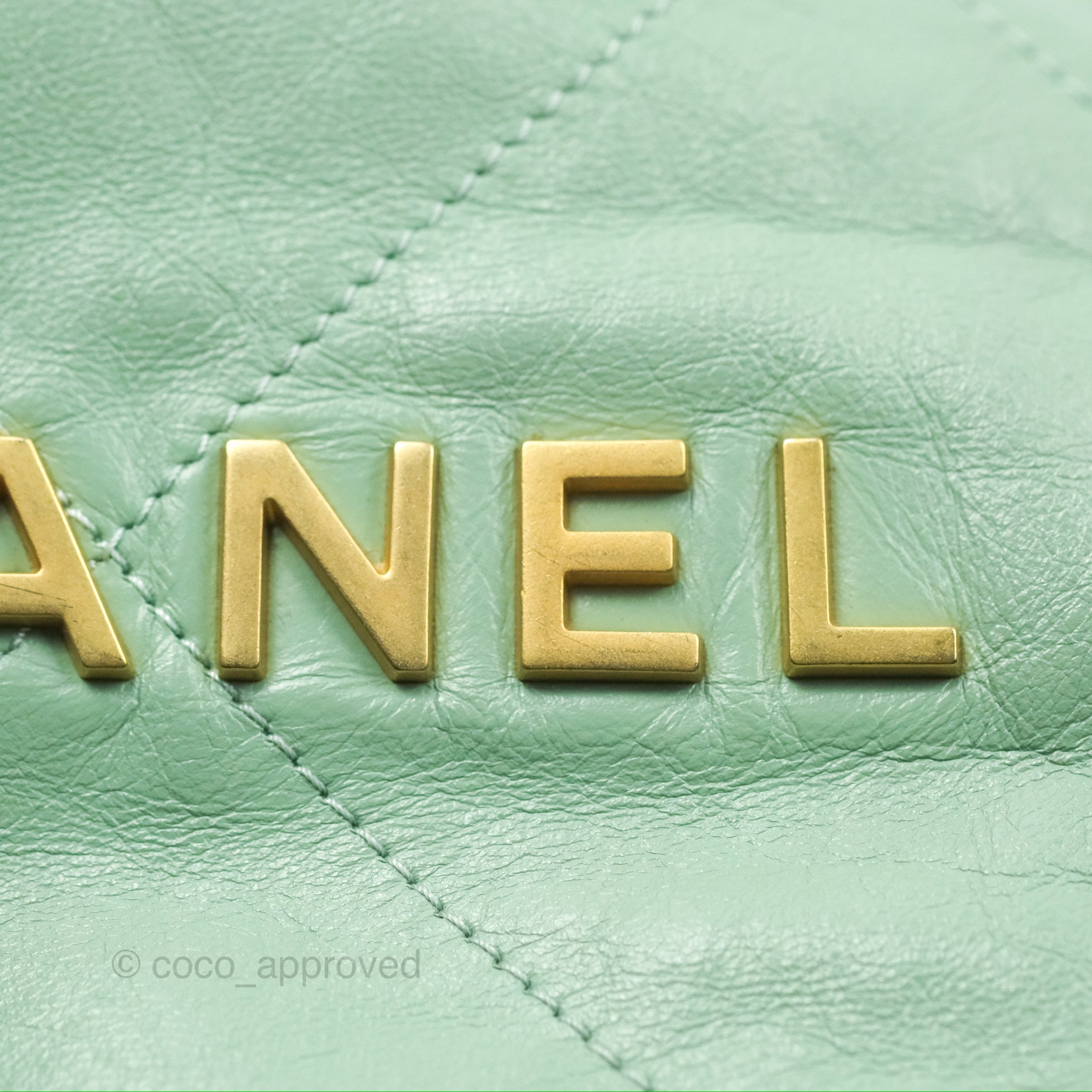Chanel 22 Small Handbag Mint Green Shiny Calfskin Leather with Aged Gold Hardware - Luxury Crossbody Bag for Women, Perfect for Date Night & Special Occasions