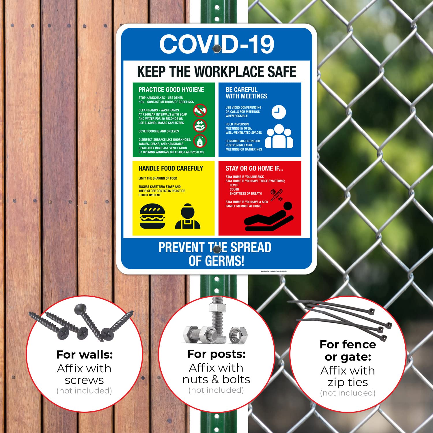 COVID-19 Social Distancing Sign - 24x30 Inch Rust-Free Aluminum Safety Poster for Businesses | Fade-Resistant, Easy to Mount | Indoor/Outdoor Use | Made in USA - Perfect for Offices, Stores & Public Spaces