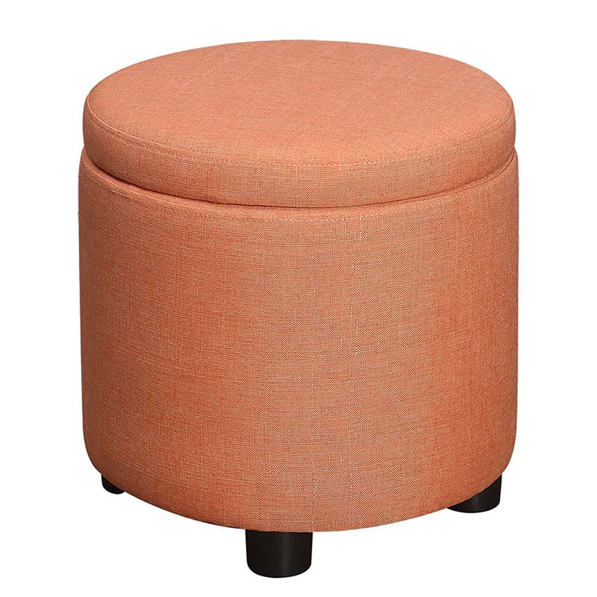 Designs4Comfort Round Accent Storage Ottoman with Reversible Tray Lid - Versatile Living Room Furniture for Extra Seating & Hidden Storage - Perfect for Small Spaces, Home Decor & Organization