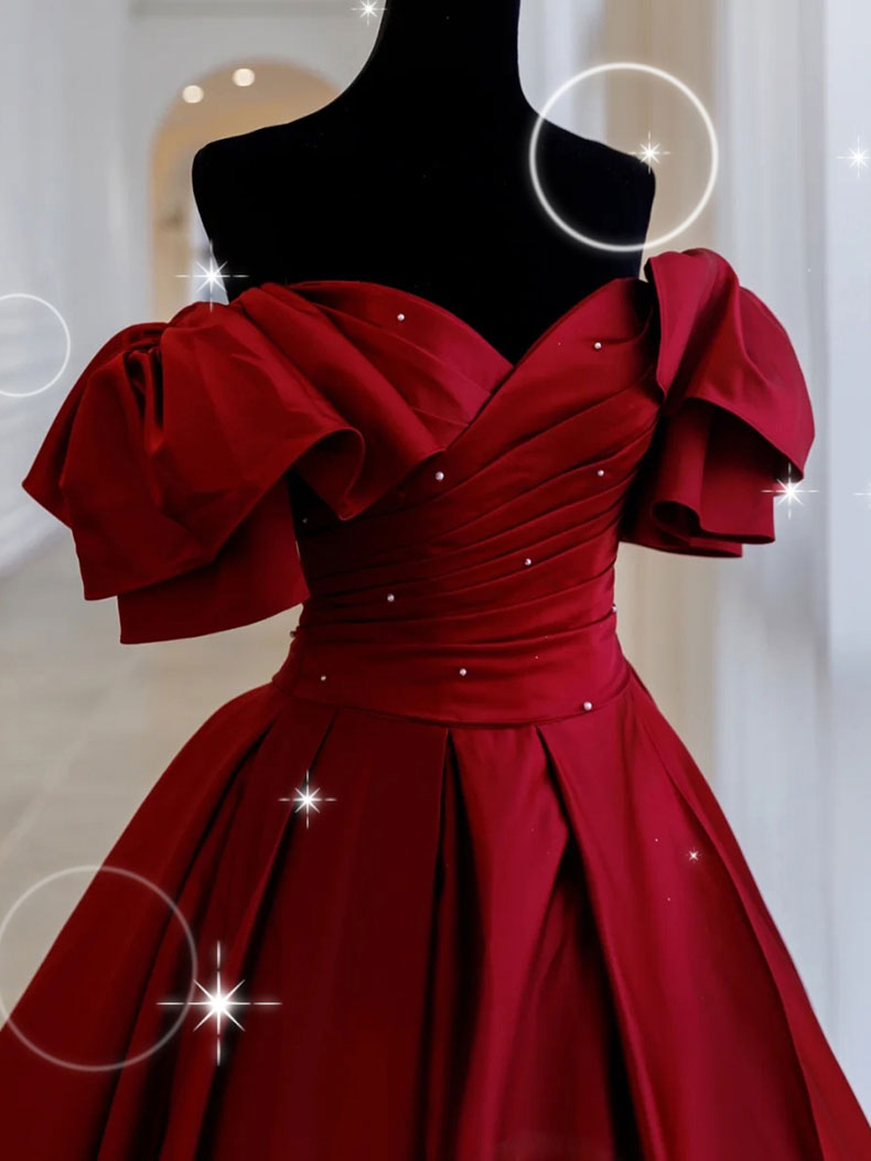 Elegant Burgundy Satin Long Prom Dress - Floor Length Evening Gown for Formal Events, Homecoming, Weddings & Special Occasions