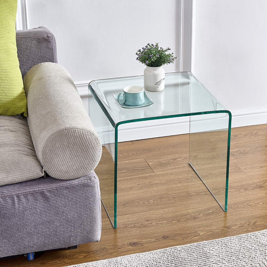 Modern Glass End Table - 19.7