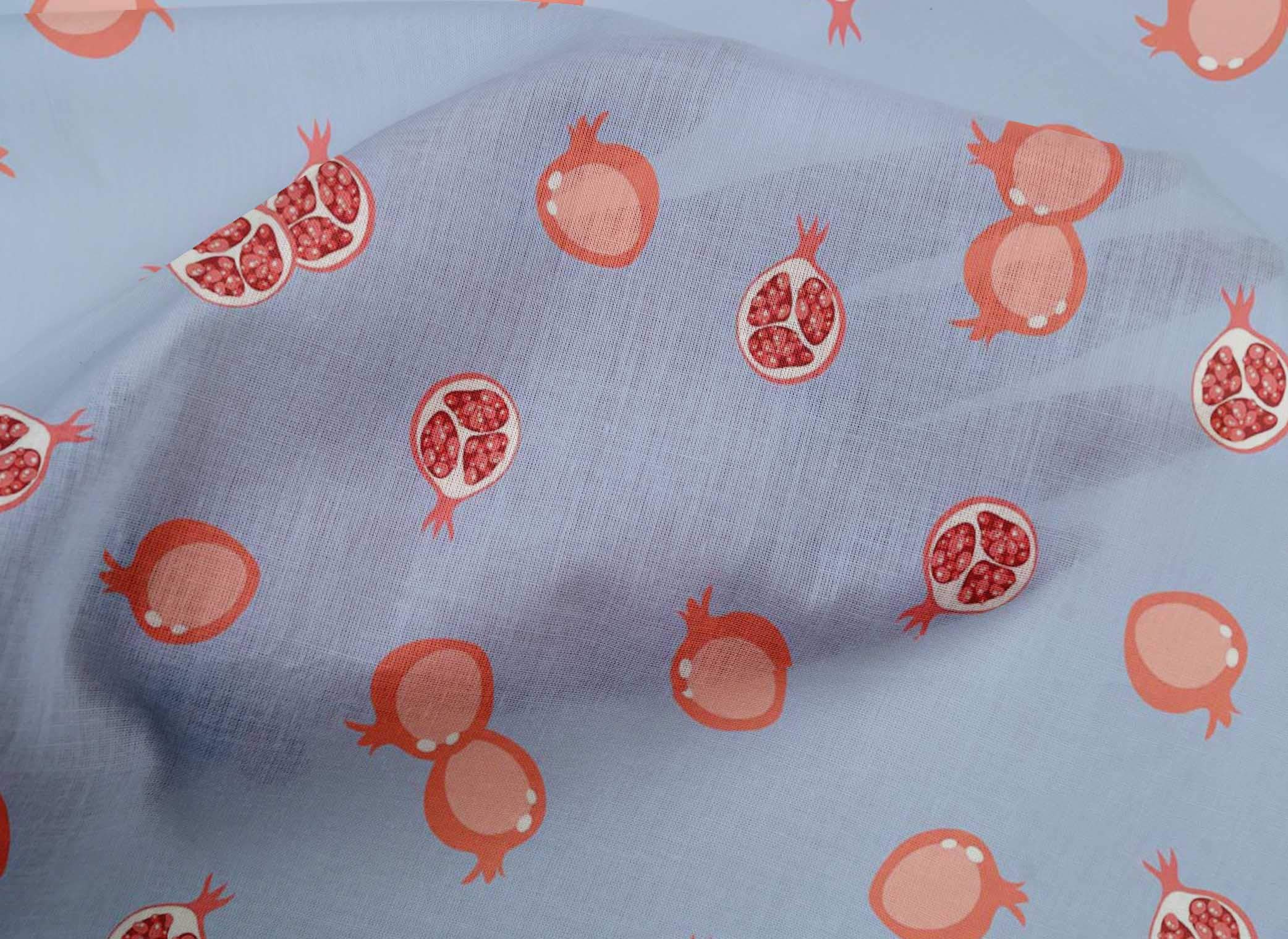 oneOone Cotton Poplin Fabric - Pomegranate Fruit Printed Fabric 1 Yard (42 Inches Wide) for Quilting, Dressmaking & Home Decor Projects