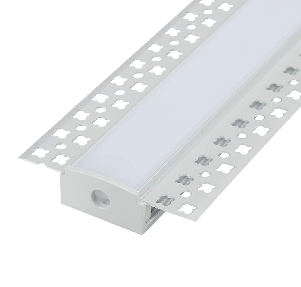 16-Pack 3.3ft LED Aluminum Channel with Flange & Diffuser - Drywall Mount Strip Light Housing for Kitchen, Bedroom, and Cabinet Lighting