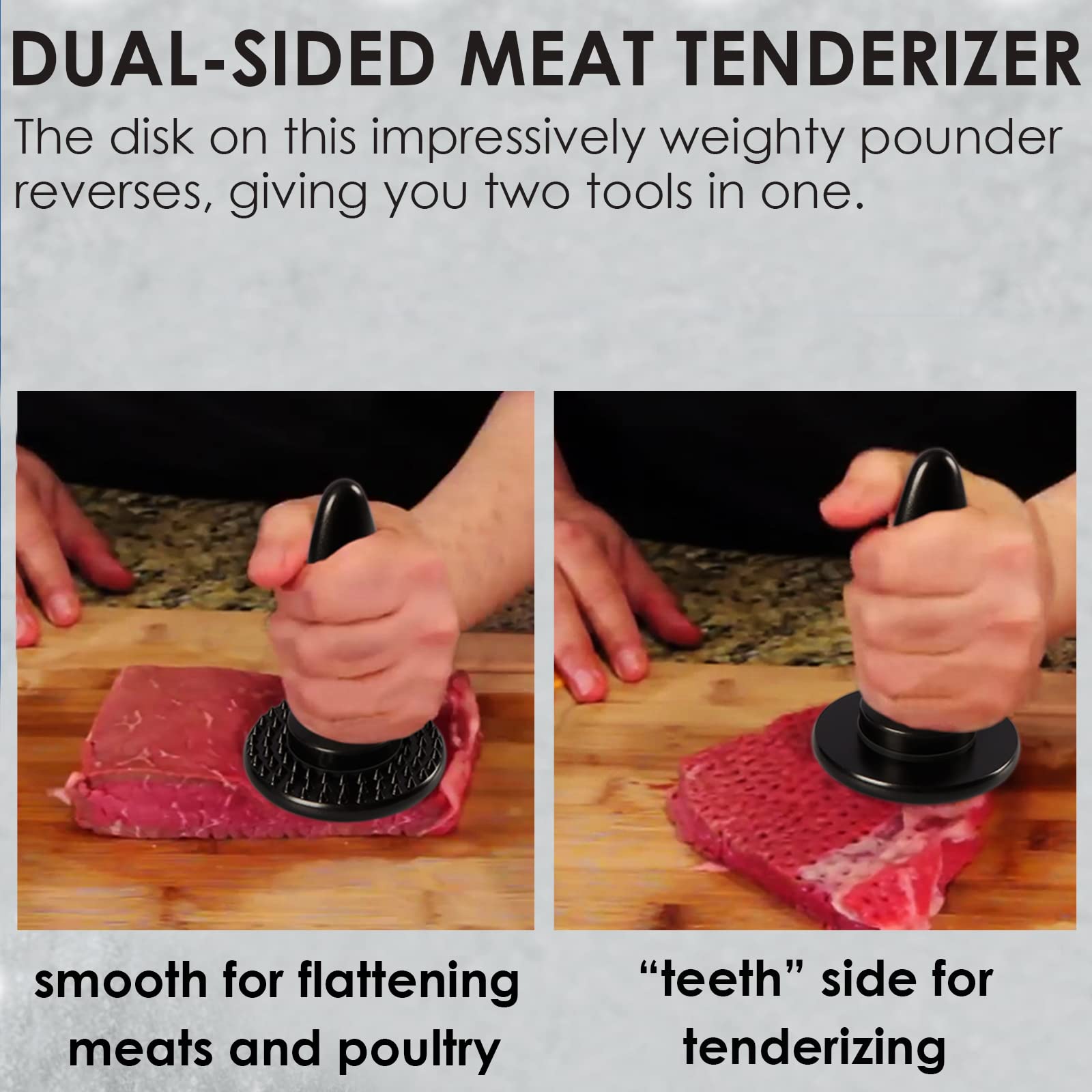 KAYCROWN Dual-Sided Burger Press & Meat Tenderizer - Stainless Steel Hamburger Patty Maker for Beef, Steak & Poultry - Perfect for BBQ, Grilling & Home Cooking