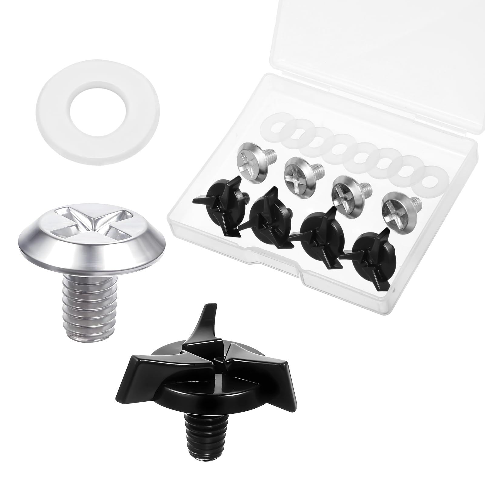 8 PCS Motorcycle Helmet Visor Screws Kit with Rubber Washers - Replacement Fixing Screws Set for Motocross & ATV Helmets - Durable Black Helmet Accessories for Off-Road Riding & Racing