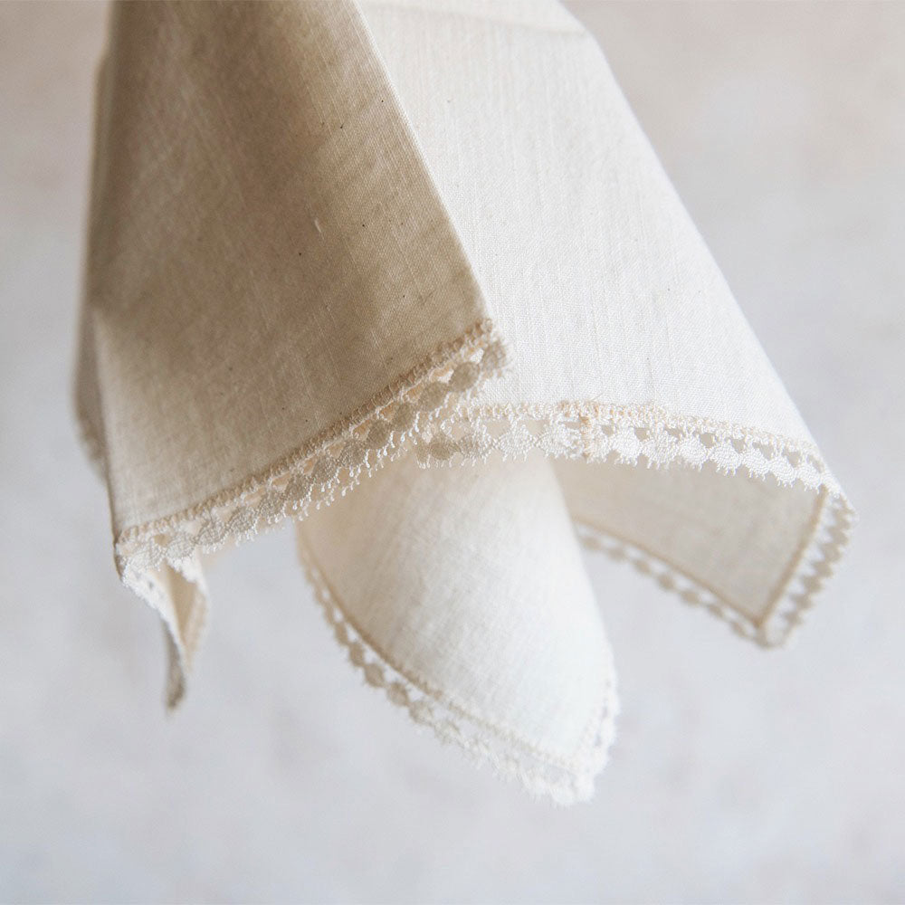 Elegant Linen & Lace Napkin Set - 12-Piece Premium Table Linens for Dinner Parties, Weddings & Special Occasions