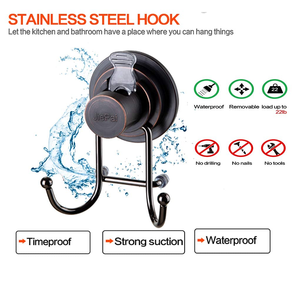 **JiePai Suction Cup Shower Head Holder - Vacuum Suction Cup Hooks for Bath Towel, Wall Towel Rack Organizer - Perfect for Kitchen, Bathroom & Shower Organization**