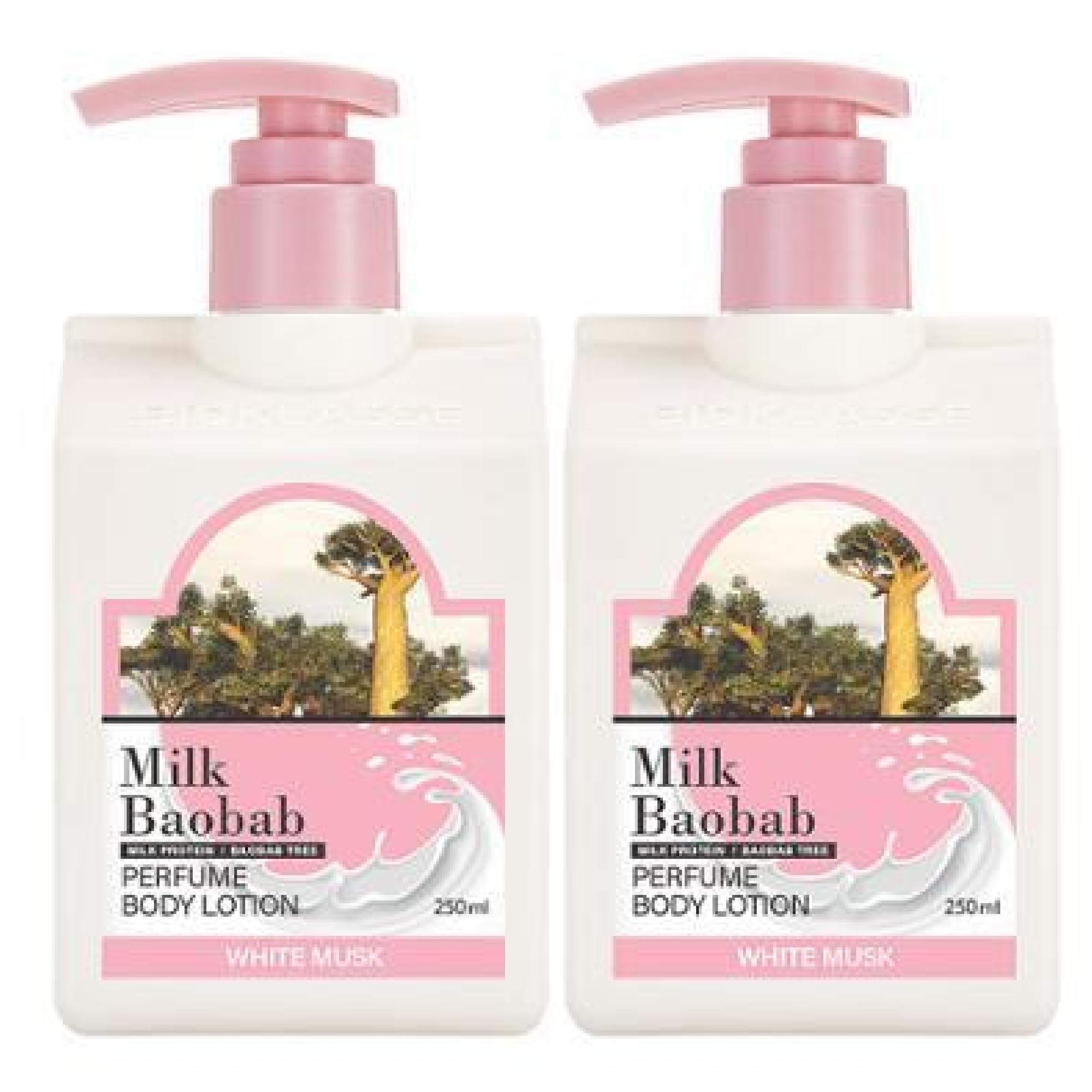 BTS JUNGKOOK Inspired White Musk Scented Body Lotion - Milk Baobab Moisturizing Cream 250ml (2-Pack) | Korean Skincare Gift Set for ARMY Fans, Daily Hydration & Relaxation