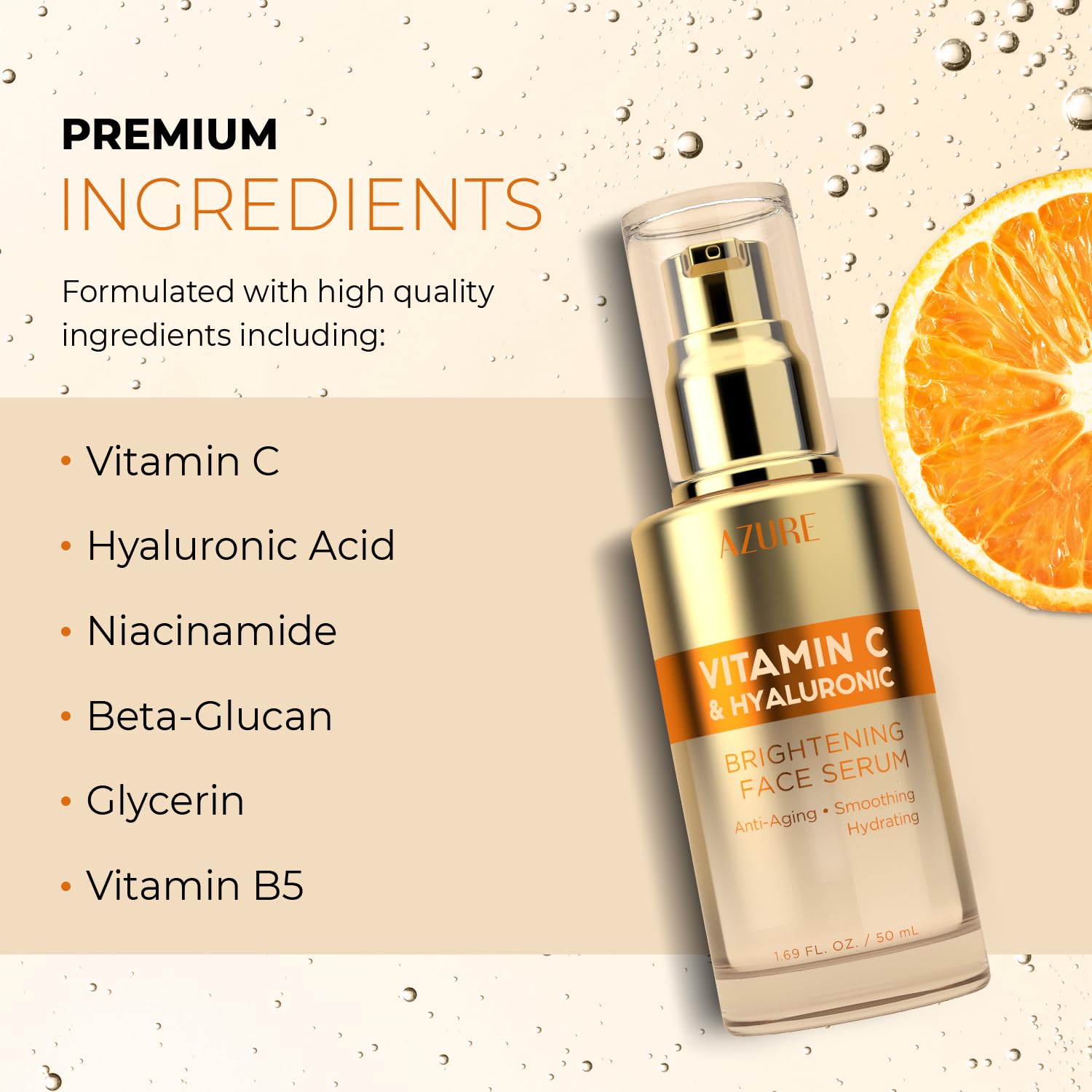 Dermatologist-Tested Vitamin C Face Serum with Hyaluronic Acid & Retinol | K-Beauty Anti-Aging Serum for Dark Spots & Wrinkle Care | Korean Skincare | 1.69 fl oz | Perfect for Daily Brightening & Night Repair Routine