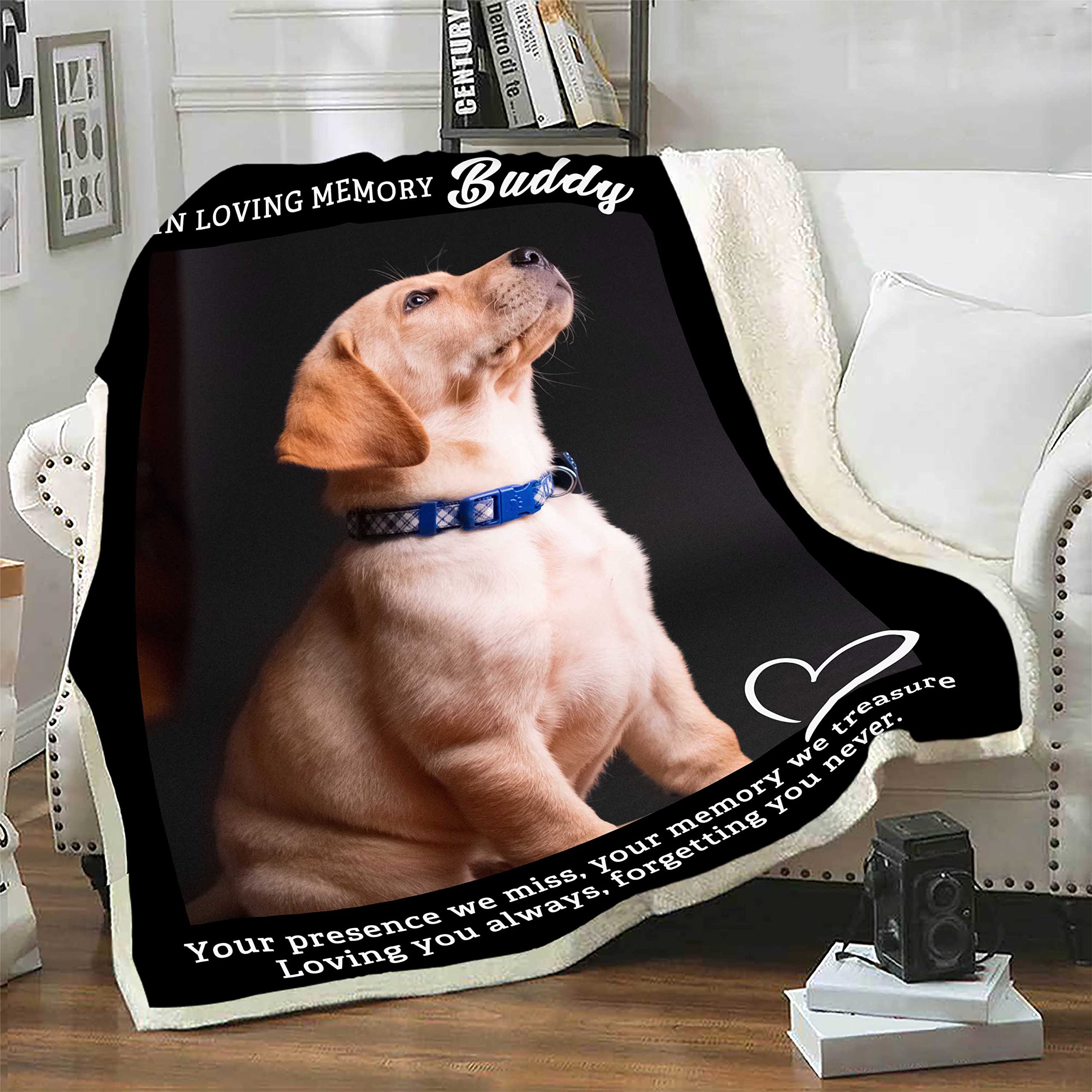 Custom Personalized Dog Photo Blanket - Ultra-Soft Fleece Blanket with Your Pet's Picture - Made in USA - Perfect for Pet Lovers, Memorial Gifts & Cozy Home Decor