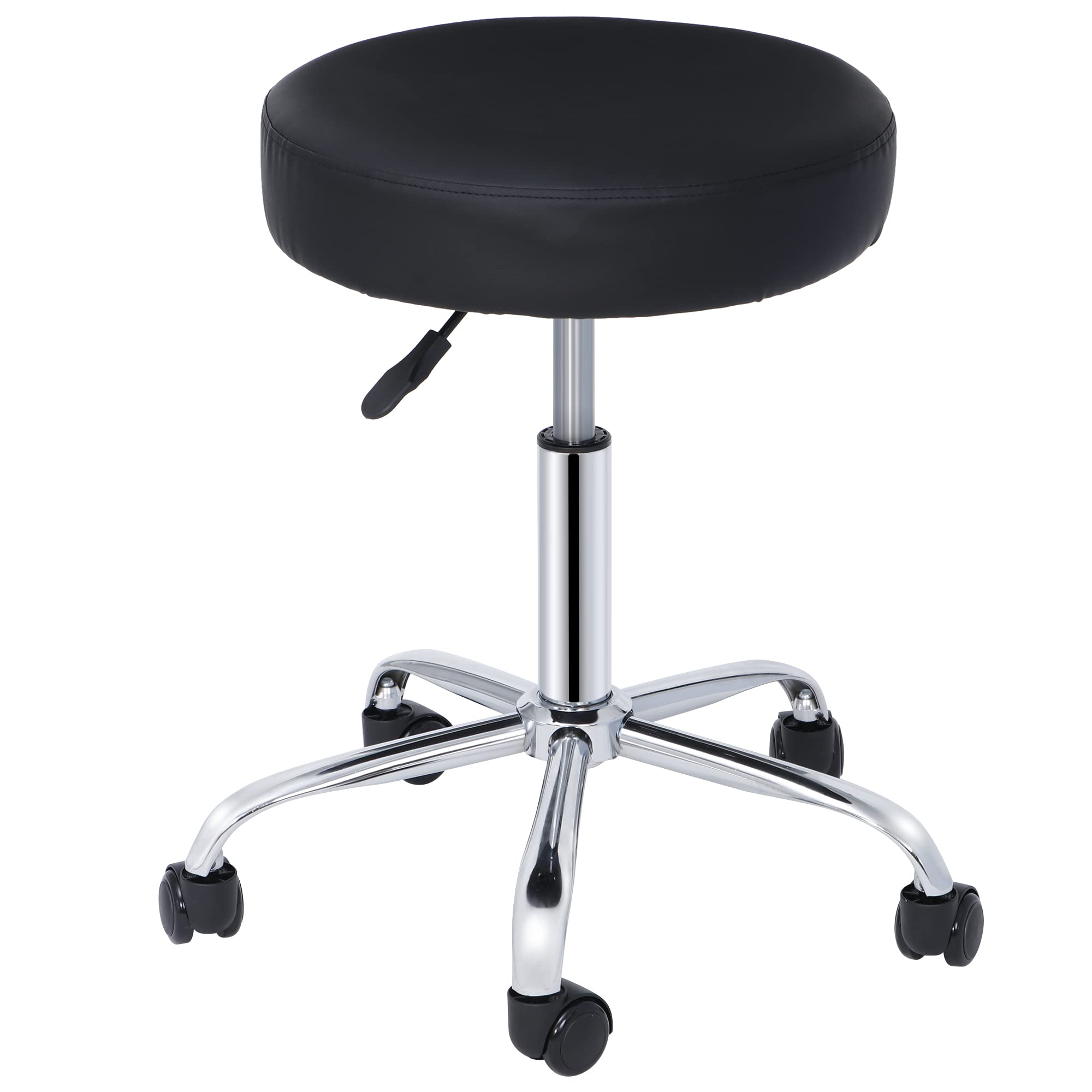 Adjustable PU Leather Rolling Stool - Swivel Office Chair with Wheels & Soft Padding for Home, Salon, Spa, Massage, Tattoo | Perfect for Beauty, Medical & Tattoo Studios