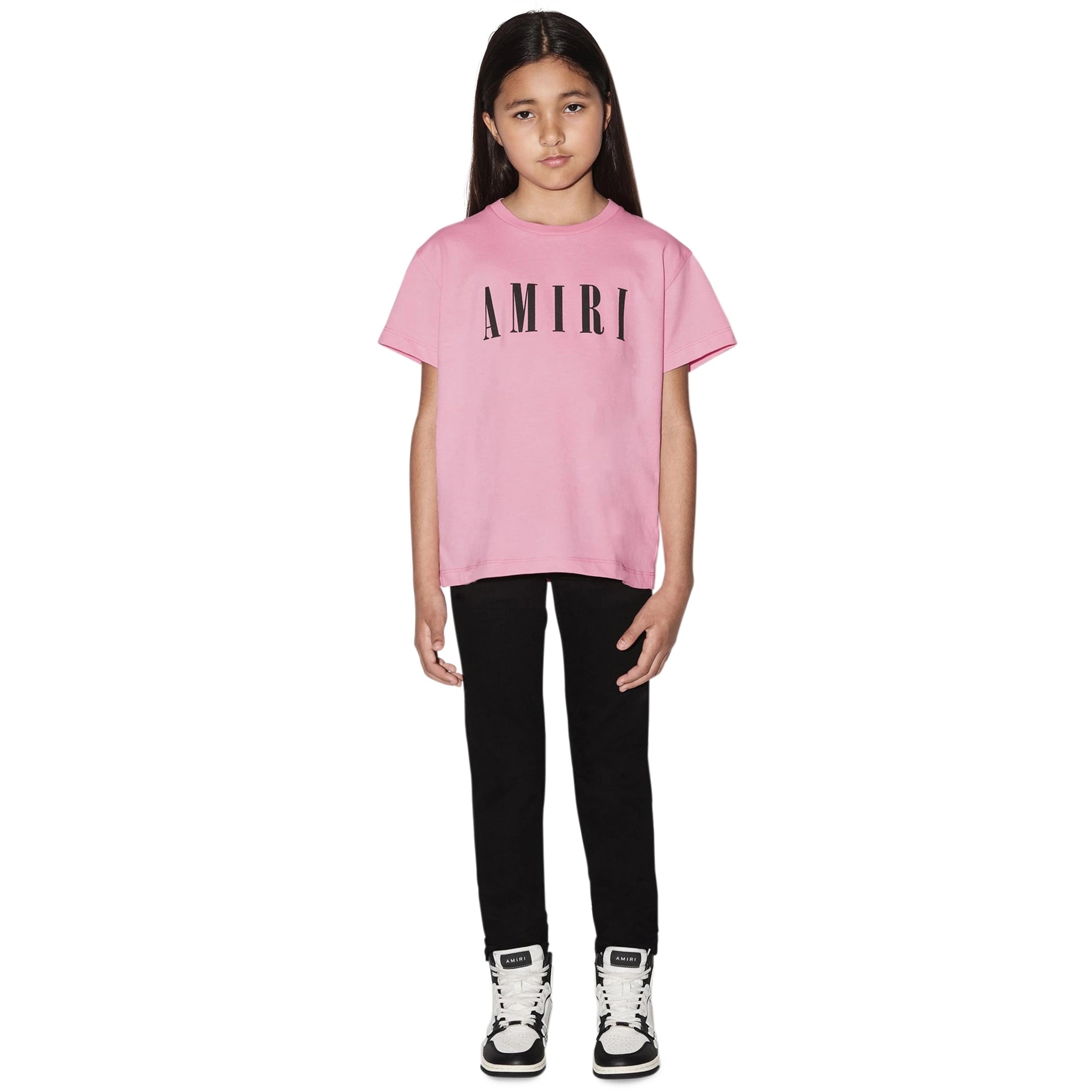 Amiri Kids 'Amiri' Baby Pink Cotton T-Shirt for Boys & Girls - Soft & Comfortable Casual Wear for Everyday Outfits & Family Photos