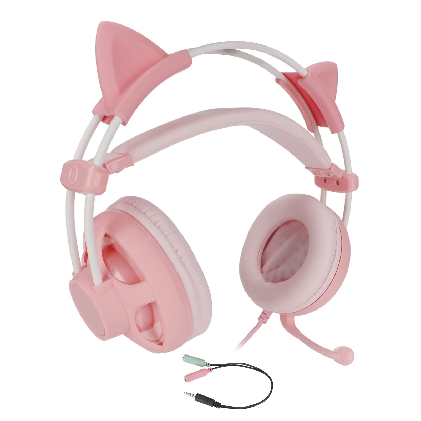 ASHATA Gaming Headset with Mic for PS5, PC, Laptop - 7.1 Surround Sound, Noise Cancelling Over-Ear Wired Headphones (Pink) - Perfect for Gaming, Streaming, Online Classes & Remote Work