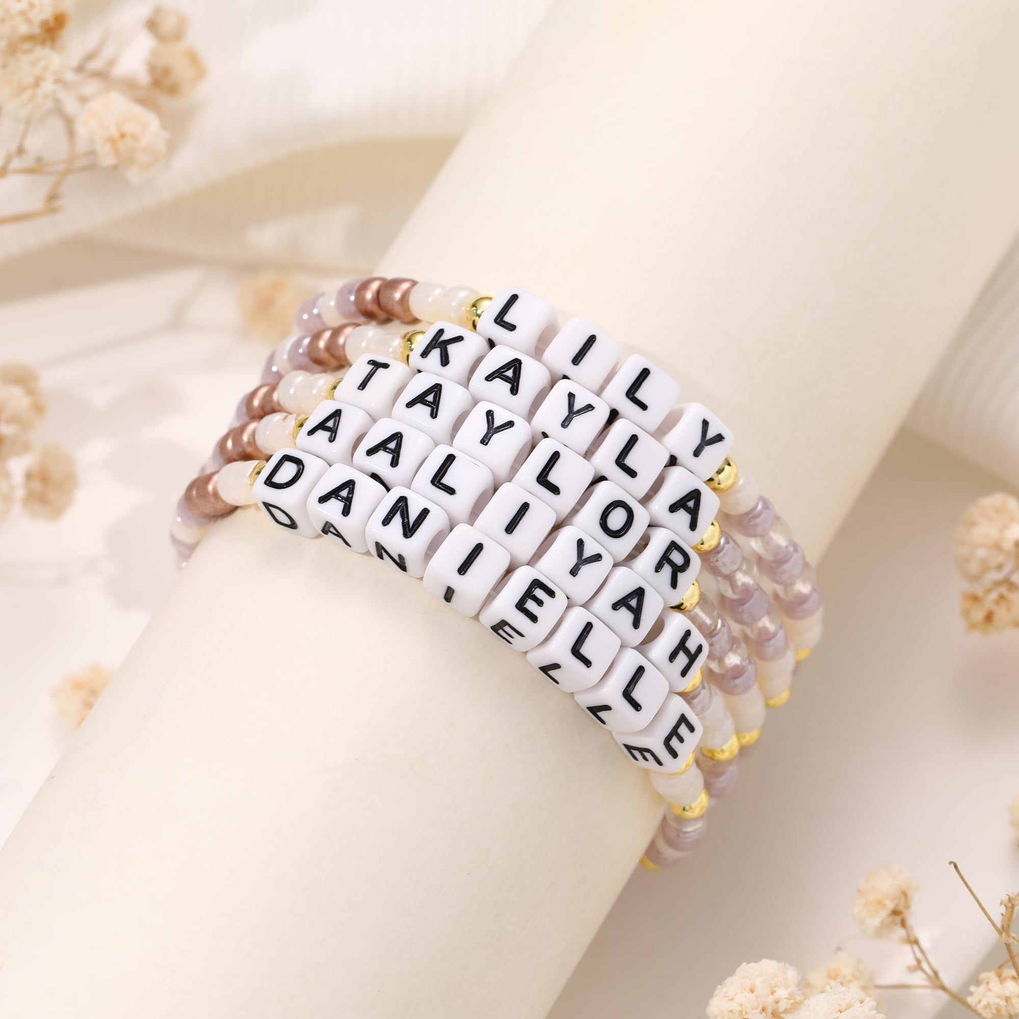 JSJOY Personalized Name Bracelets for Women - Gold Friendship Bracelets, Thoughtful Daughter Gifts from Mom, Birthday Jewelry for Her, Perfect for Everyday Wear & Special Occasions