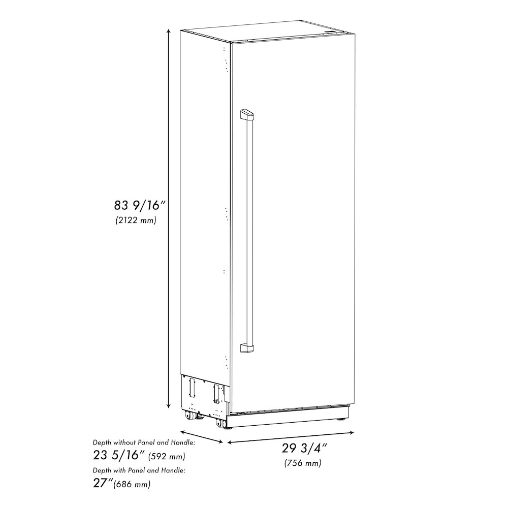 ZLINE Autograph Edition 30 Inch 16.7 Cu Ft Column Refrigerator - Stainless Steel Exterior, Graphite Gray Interior & Matte Black Accents (RCRVZ SN 30 MB) - Perfect for Modern Kitchens & Open Concept Homes