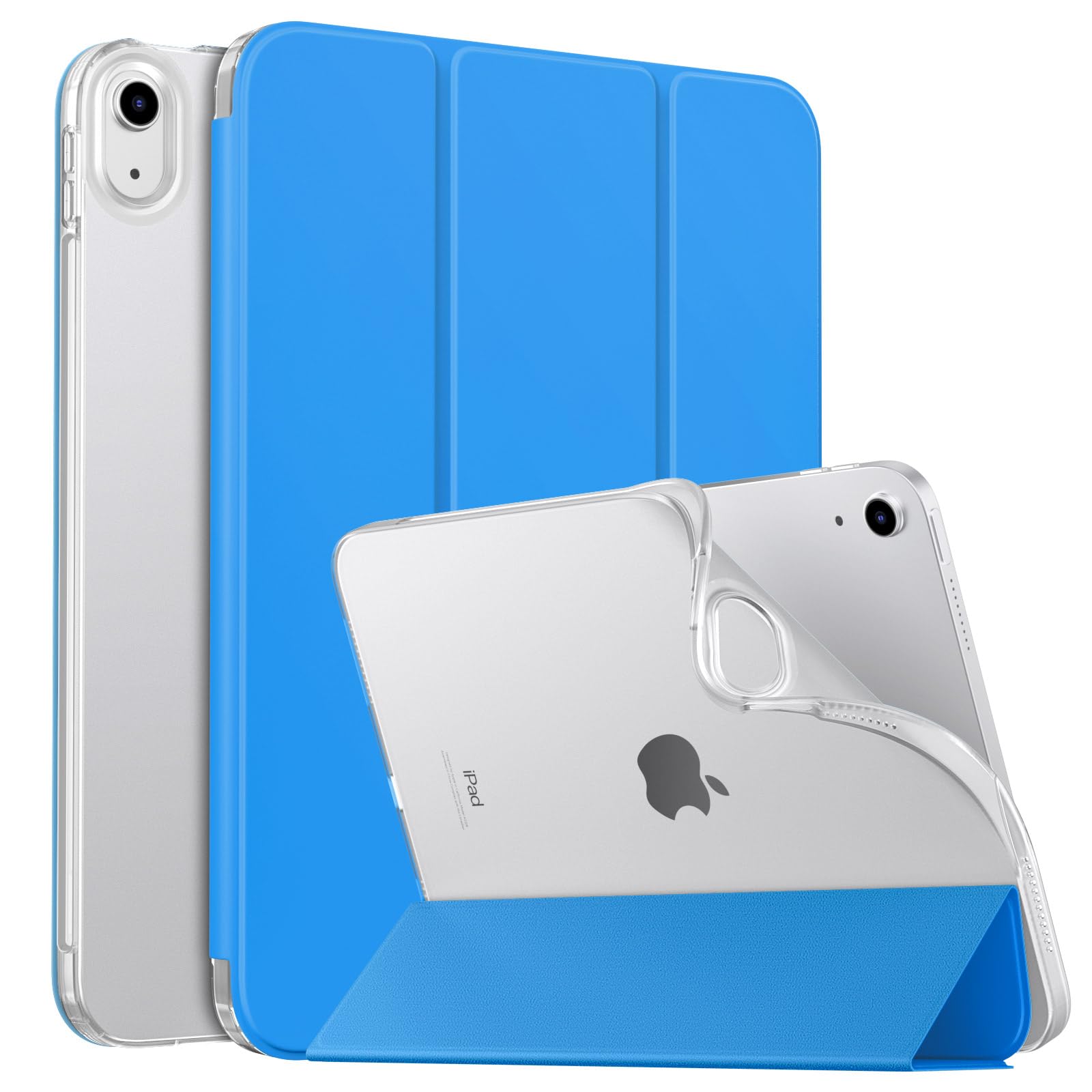 MoKo iPad 11th Gen (2025) & 10th Gen (2022) Case - 10.9 Inch Protective Cover with Soft TPU Frosted Back, Auto Wake/Sleep, Touch ID Support | Blue Wave Design | Perfect for Work, School & Travel