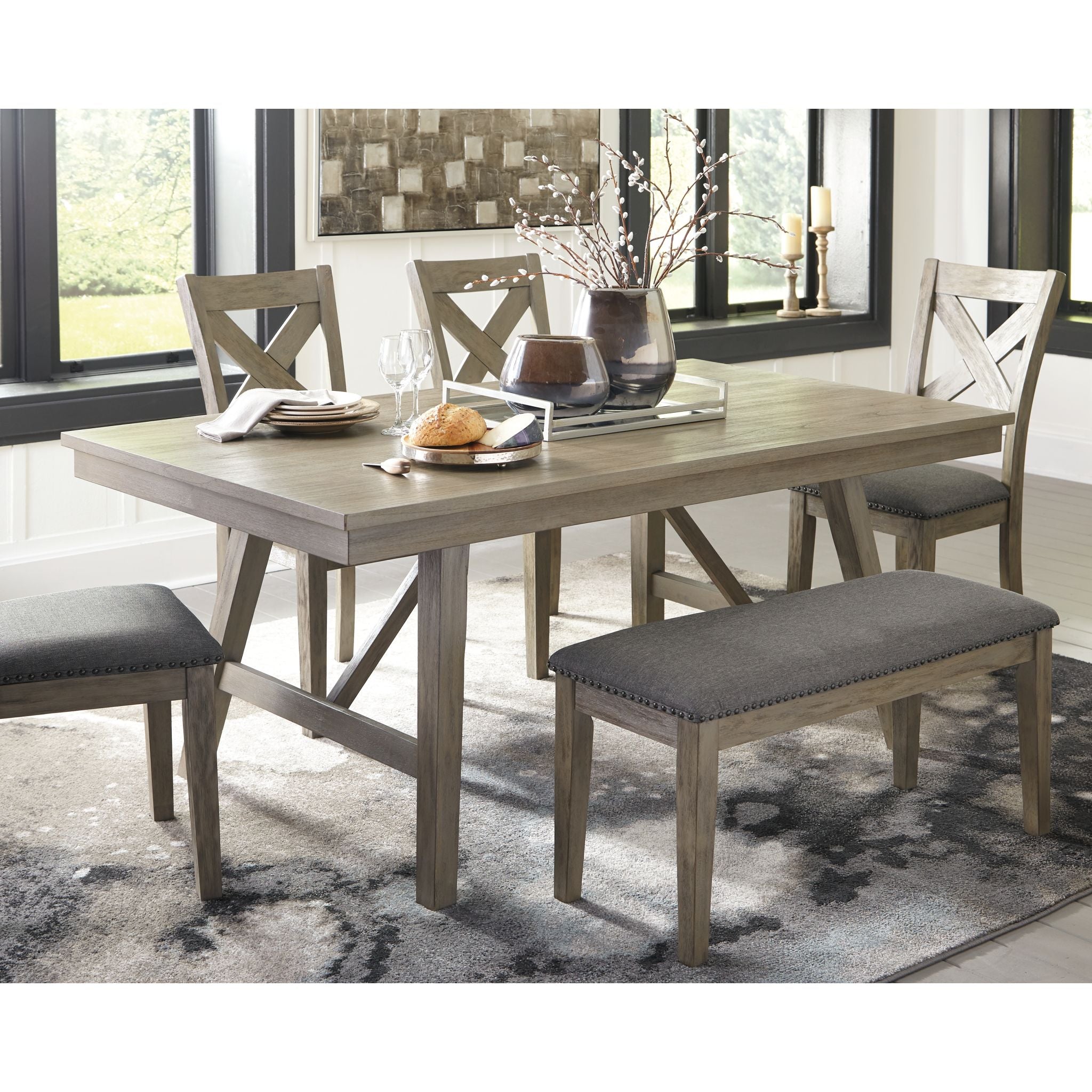 Aldwin Bench - Modern Gray Wooden Bench with Sturdy Metal Legs (D617 00) - Perfect for Entryway, Living Room, or Bedroom Seating