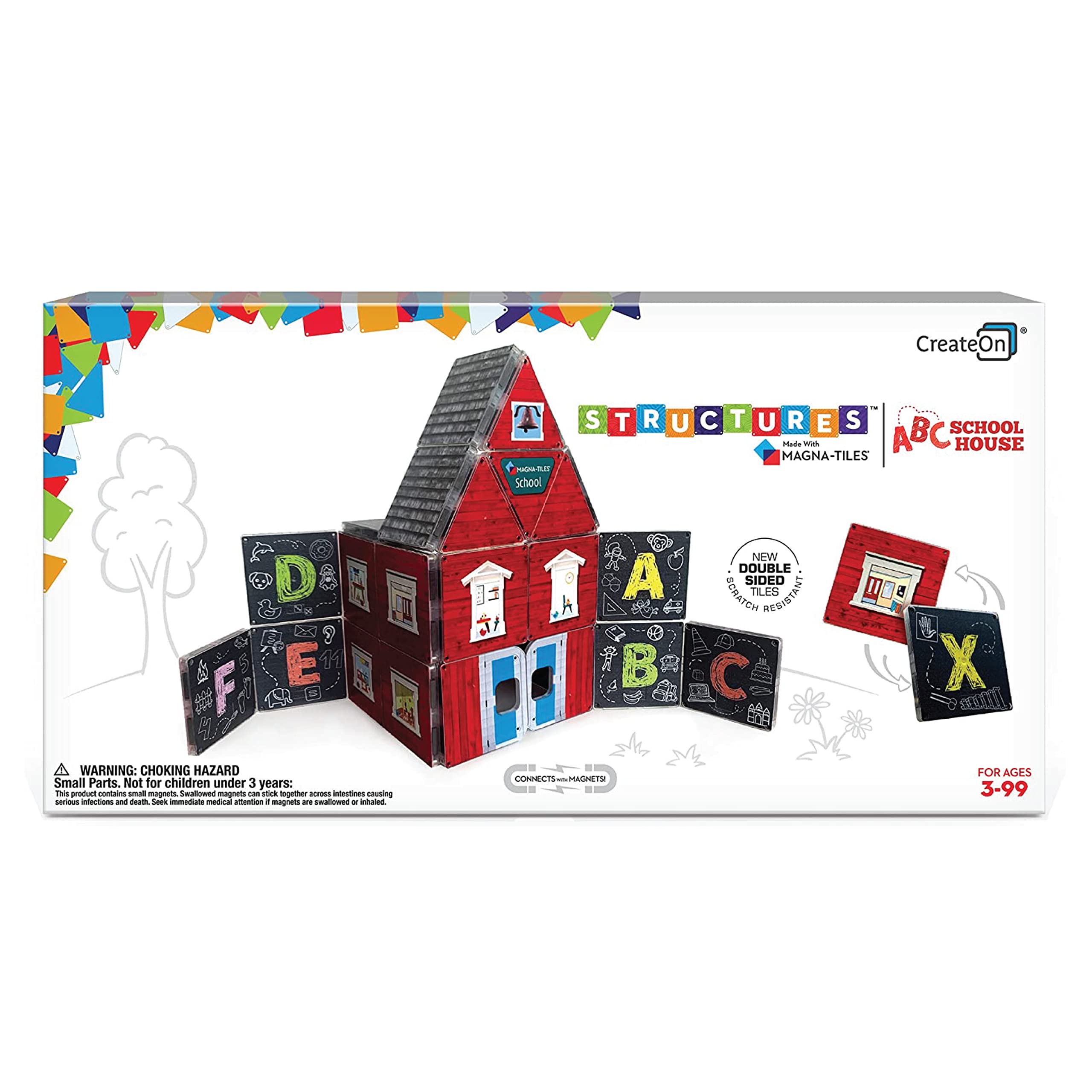 Magna-Tiles ABC Schoolhouse Magnetic Building Blocks Set for Kids - 37-Piece STEM Educational Construction Toy for Ages 3+ | Perfect for Classroom Learning, Home Play & Creative Structure Building