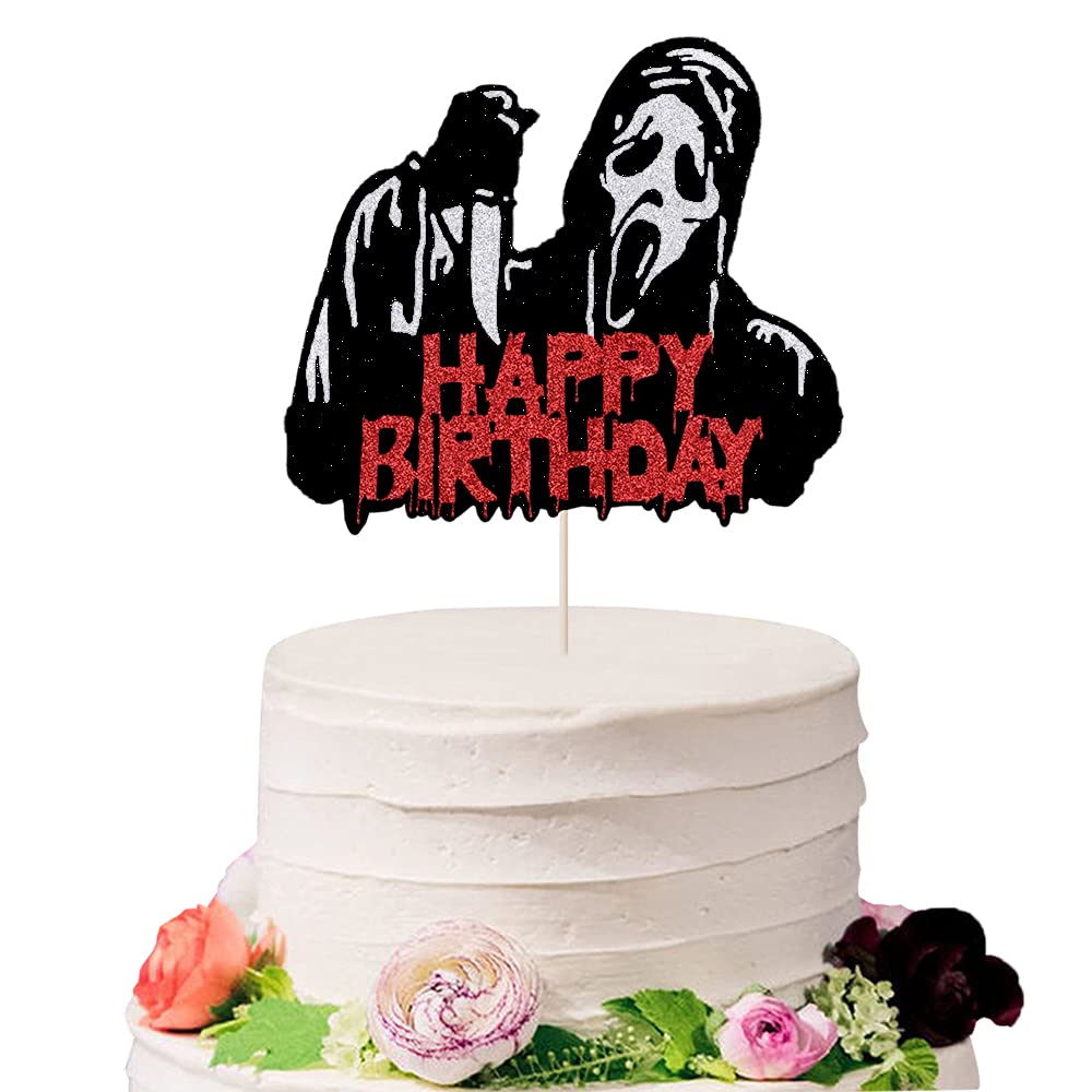 Spooky Halloween Killer Cake Topper - Scary Death Theme Party Decor for Birthday & Halloween Celebrations | Perfect for Haunted House Parties, Horror Movie Nights & Creepy Birthday Cakes