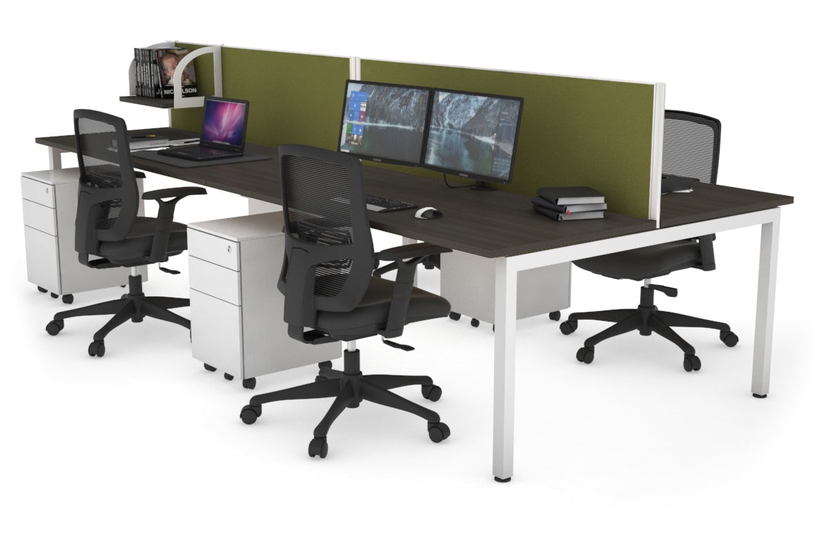 Quadro Square Legs 4-Person Office Workstation Desk - 1800mm x 700mm (71