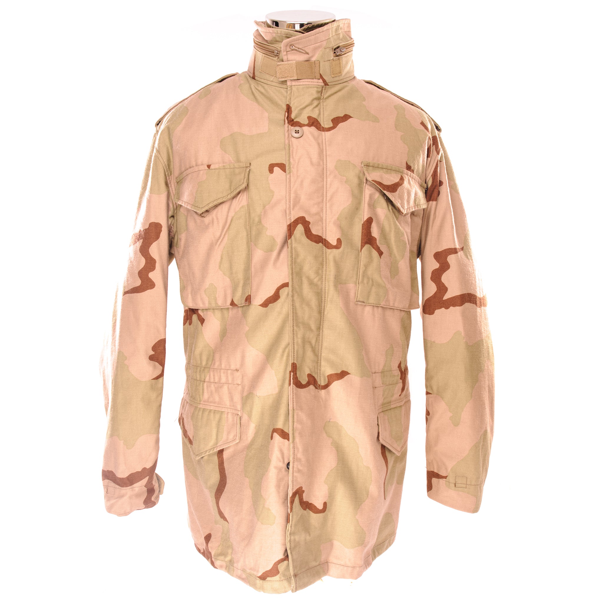Vintage US Army M-1965 M65 Field Jacket - Desert Camo 1989 - Size Medium Long - Military Surplus Outerwear for Hiking & Outdoor Adventures