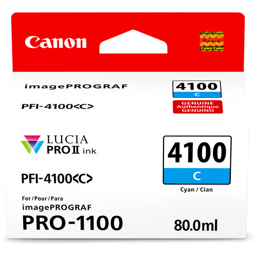 Canon PFI 4100 Cyan Pigment Ink Tank (80mL) - High-Quality Printer Ink Refill for Canon Printers - Perfect for Home Office, Photo Printing & Document Printing