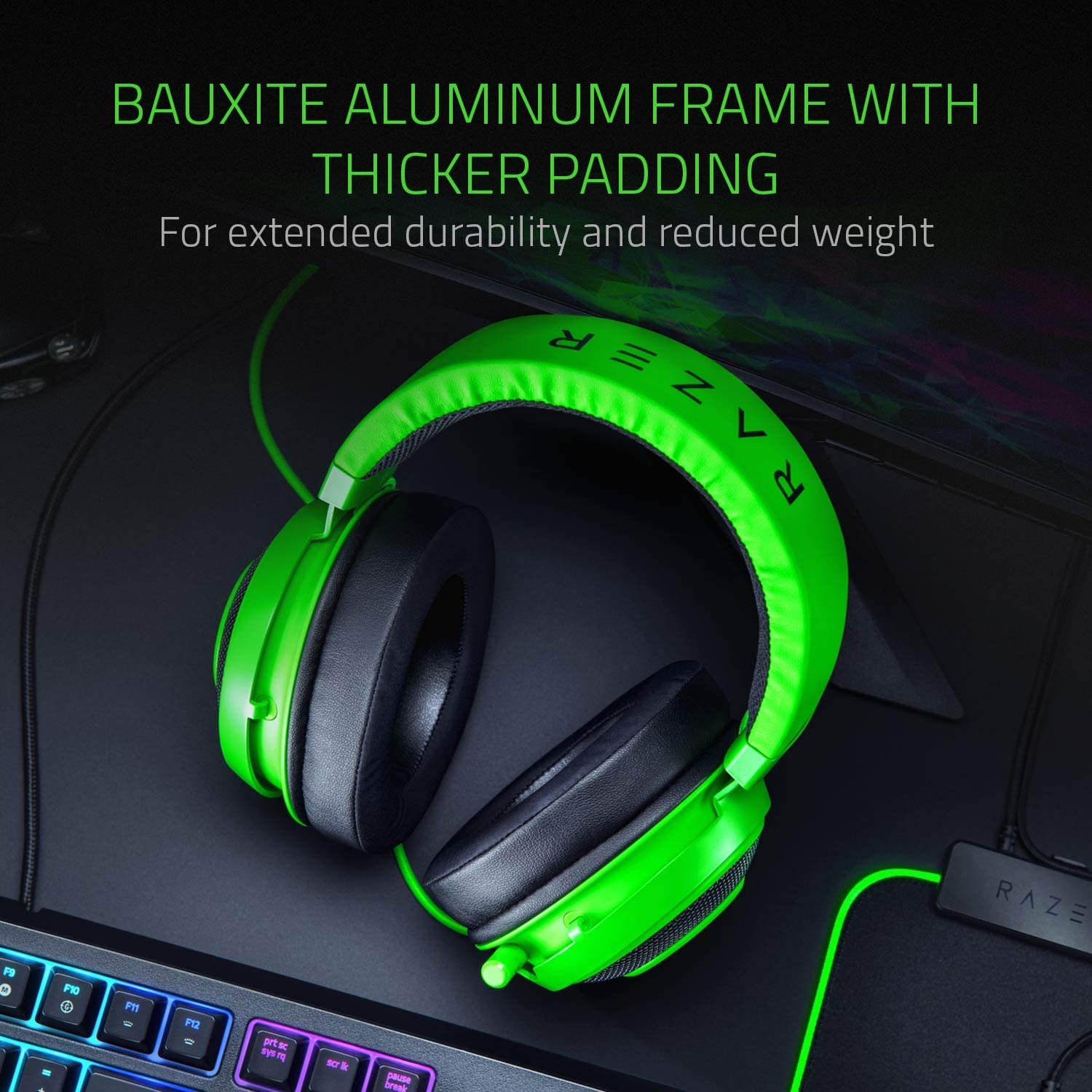 Razer Kraken Multi-Platform Wired Gaming Headset with 7.1 Surround Sound - Lightweight Aluminum Frame & Cooling Gel Cushions - Compatible with PC, PS4, Xbox, Switch (Green) - Perfect for Competitive Gaming & Long Sessions