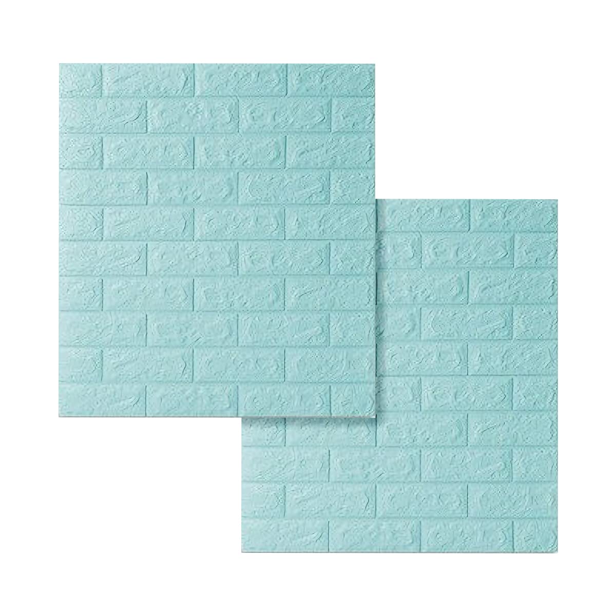 Queenbox - 2 Pack 27.6 x 30 Inch Self-Adhesive Brick Foam Wall Panels, Peel and Stick Wallpaper for Home Decor, Bedroom, Kitchen Wall Covering, Light Blue - Easy DIY Backsplash & Accent Wall Upgrade