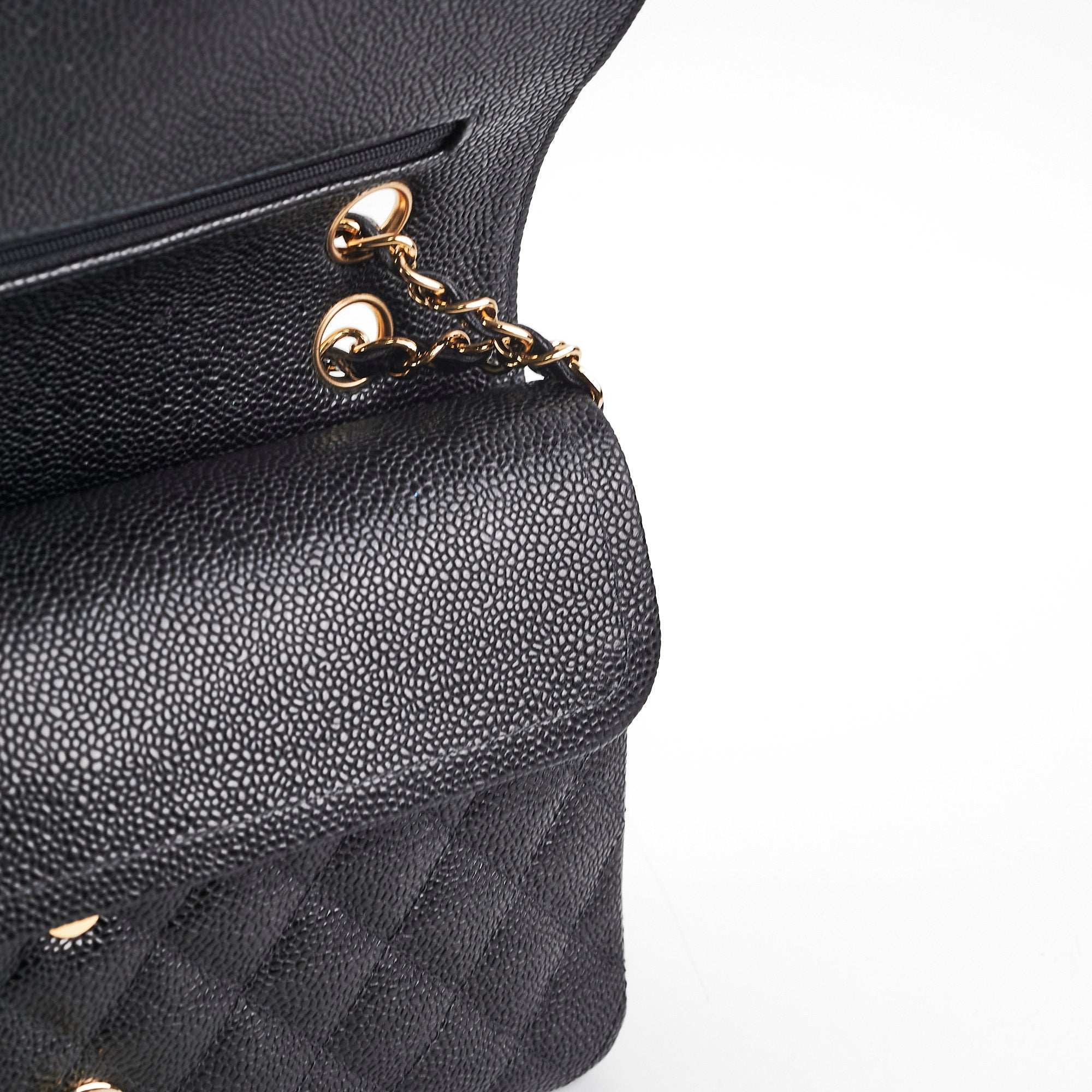 Chanel Medium/Large Classic Flap Bag in Black Caviar Leather - Series 8 | Luxury Designer Handbag for Women, Perfect for Work, Evening Events & Everyday Use