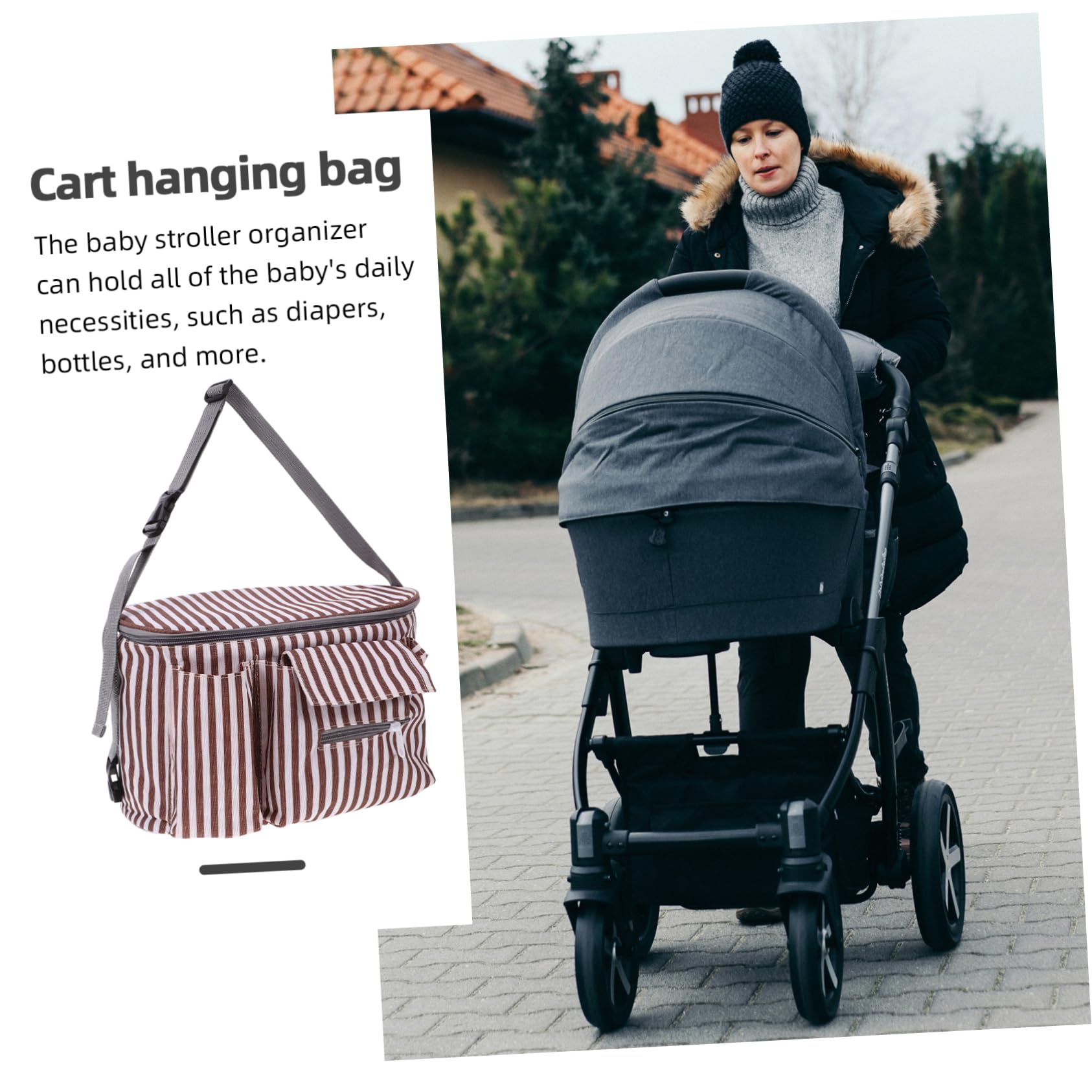GLSTOY Universal Stroller Organizer Bag - Waterproof Pram Accessory with Multiple Pockets for Baby Bottles, Toys, Snacks & Essentials | Perfect for Diaper Bags, Shopping Trips & Outdoor Activities