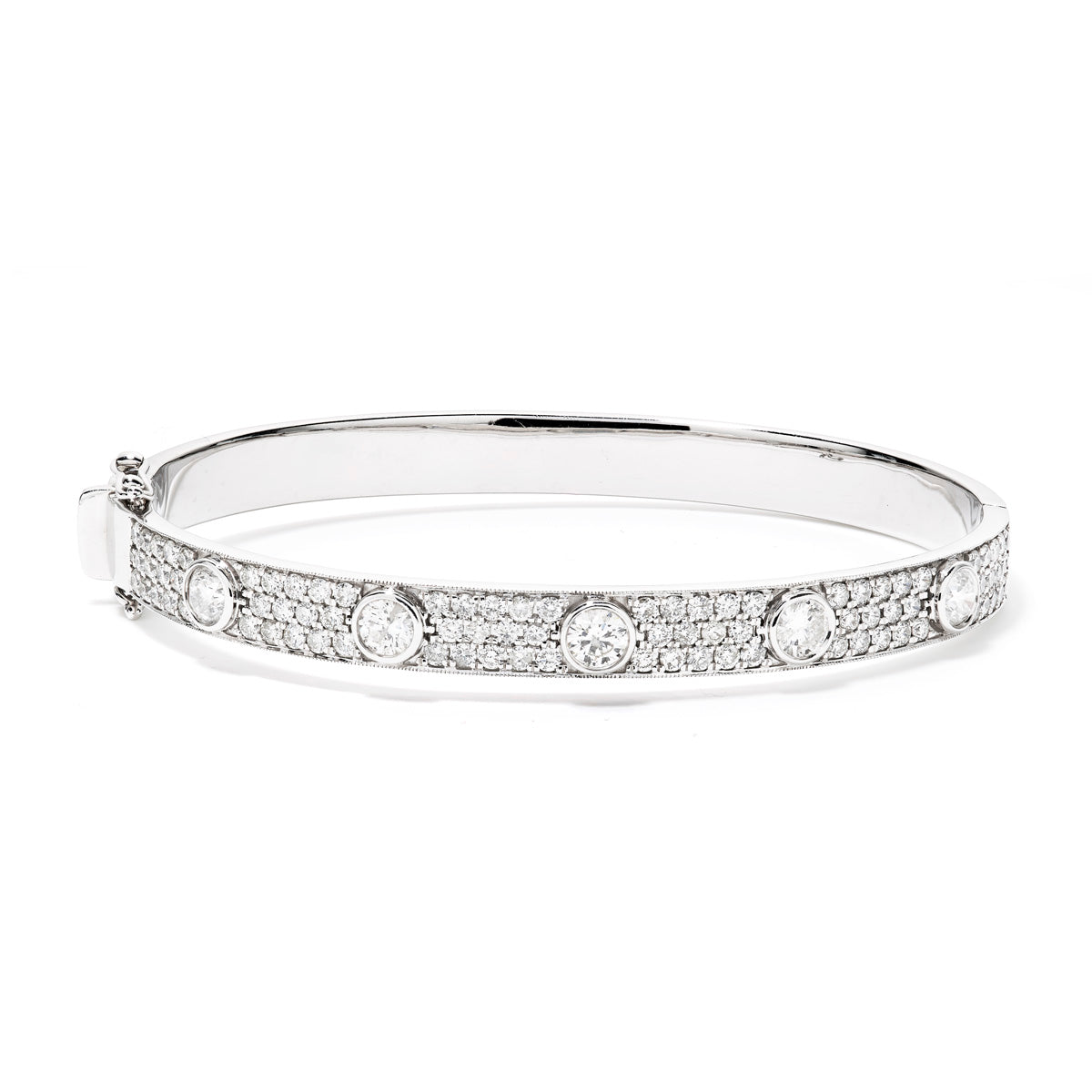 Exquisite Diamond Pavé Bangle Bracelet for Women - 14K Gold Plated Elegant Stackable Jewelry Gift for Anniversary, Wedding & Special Occasions