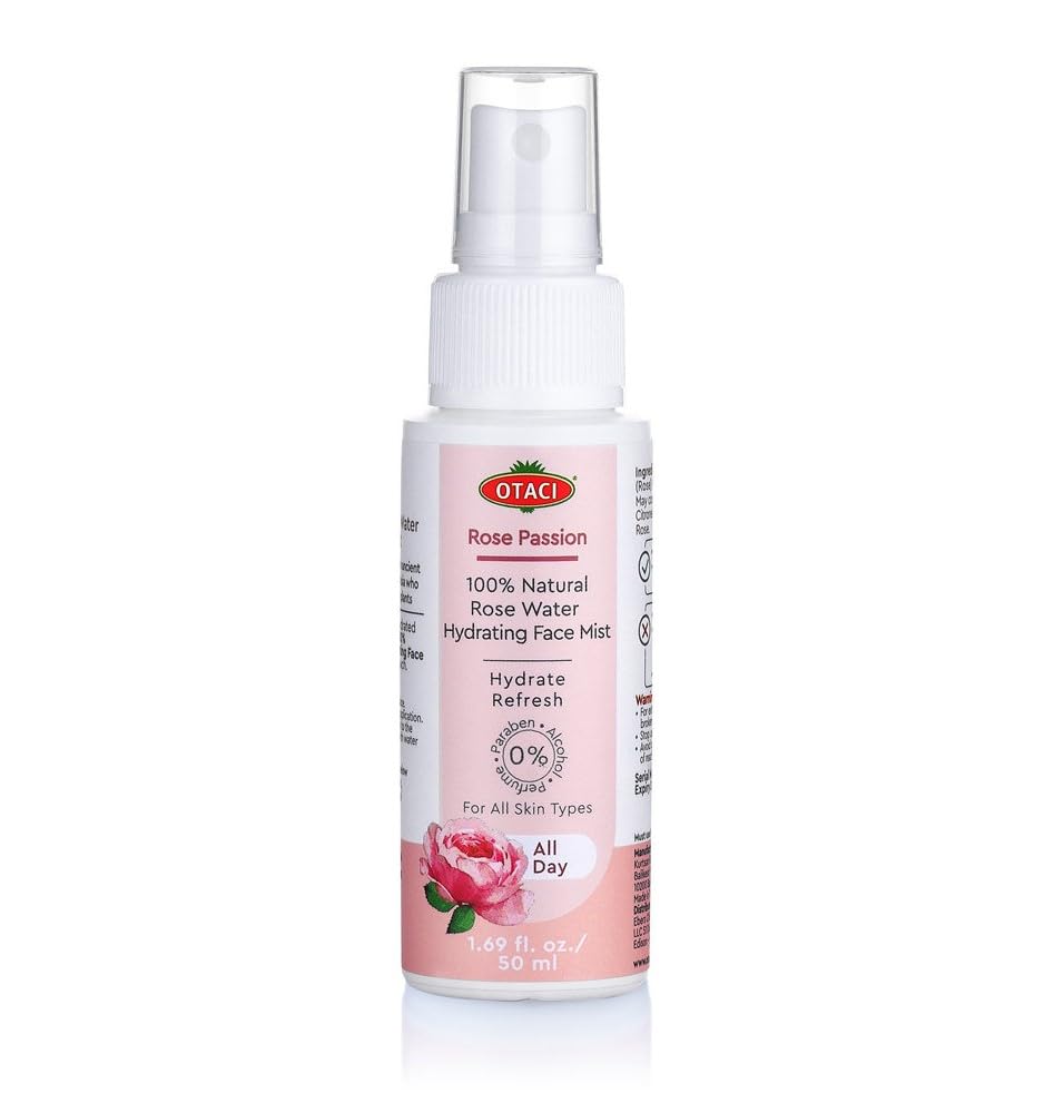 OTACI 100% Natural Rose Water Face Spray - Pure Damask Rose Hydrating Facial Toner, Refreshing & Firming Vegan Skin Care for Daily Cleansing & Makeup Setting