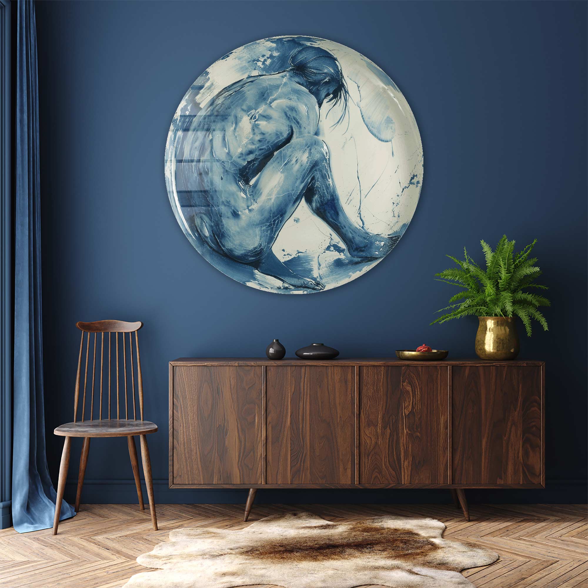 Fluid Form Rounded Glass Wall Art - Modern Abstract Home Decor for Living Room, Bedroom & Office