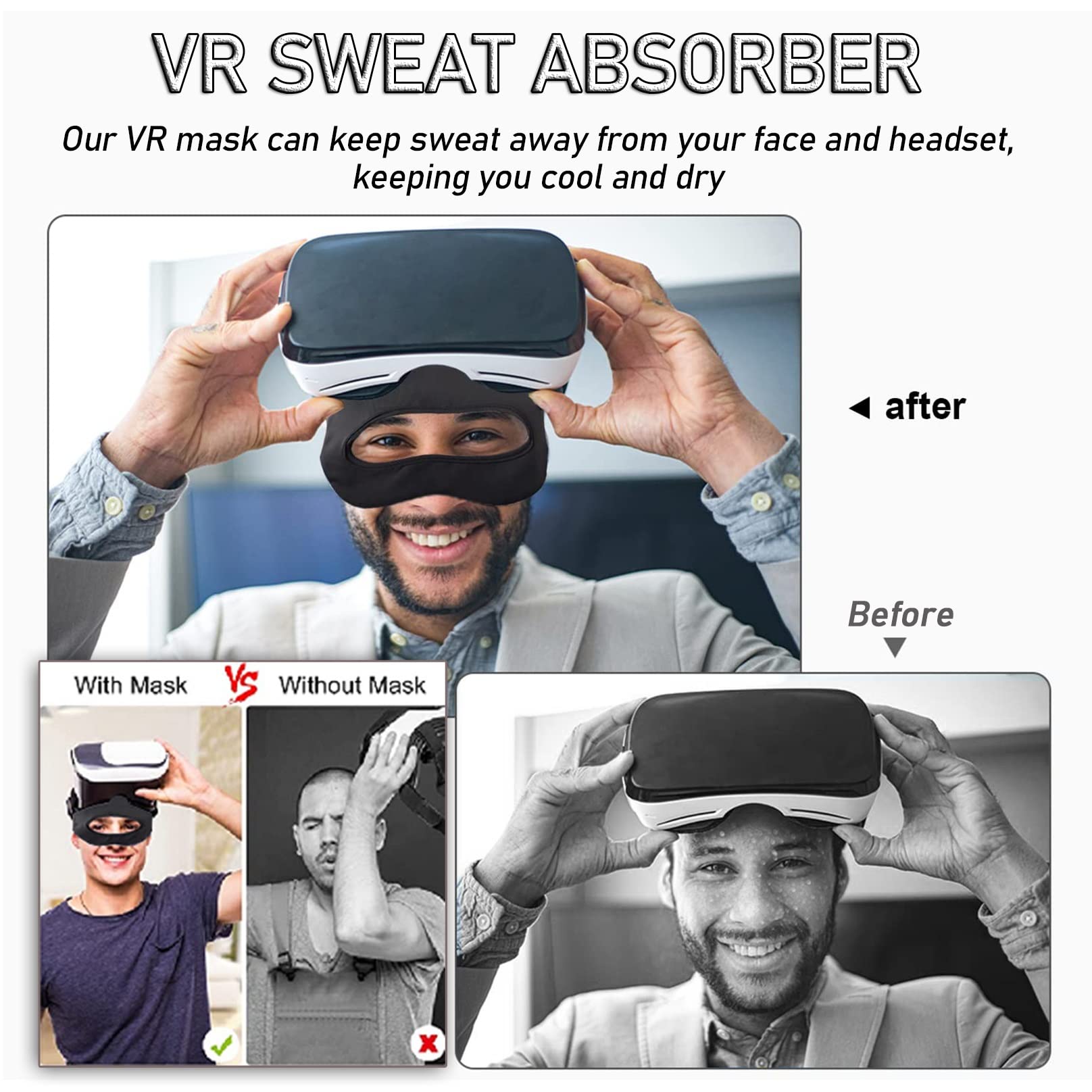 BiiKoon Adjustable Breathable VR Eye Mask & Sweat Band Face Cover for Virtual Reality Headsets - Comfortable for Adults & Kids (3-Piece Set, Pink) - Perfect for Gaming, Meditation & Travel Accessories