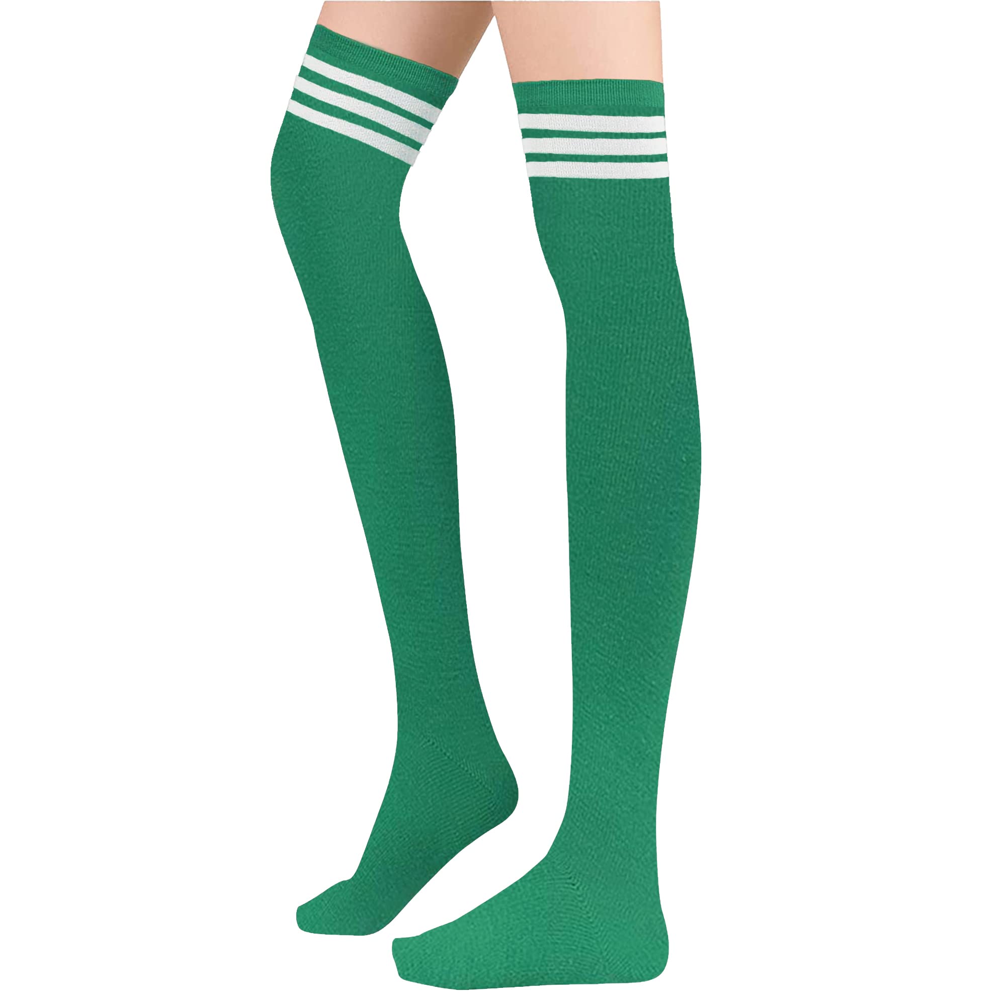 Women's Striped Thigh High Socks - Fashion Over Knee Stockings for Halloween, Party & Daily Wear