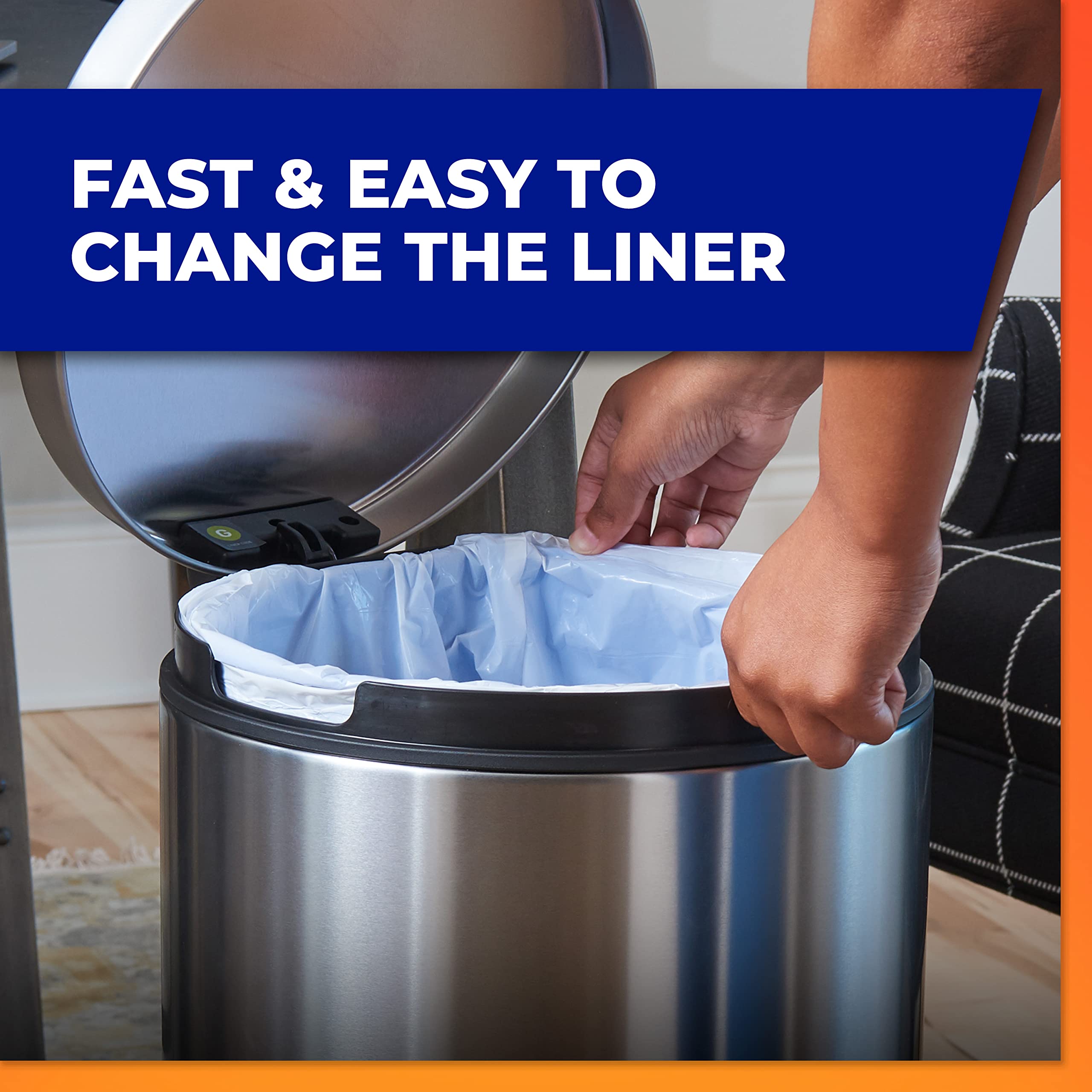 Hefty Made to Fit Trash Bags for simplehuman Size G (8 Gallons) - 100 Count (5 Pouches of 20 Bags Each) | Durable & Leak-Proof | Perfect for Kitchen, Bathroom & Office Waste Bins | Packaging May Vary