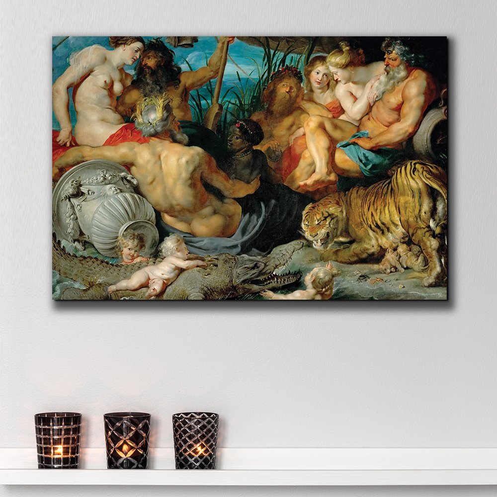 Wall26 - Peter Paul Rubens Four Continents Baroque Oil Painting - Catholic Christian Religious Canvas Wall Art - 32x48 Inches - Perfect for Home Decor, Church Interiors & Art Galleries