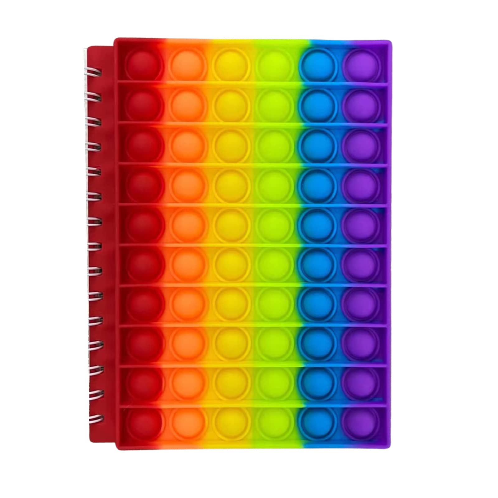 Rainbow Spiral Notebook with Pop Fidget Toy - Stress Relief & Anti-Anxiety Silicone Bubble Sensory Tool - Fun Office & School Supplies for Focus & Relaxation
